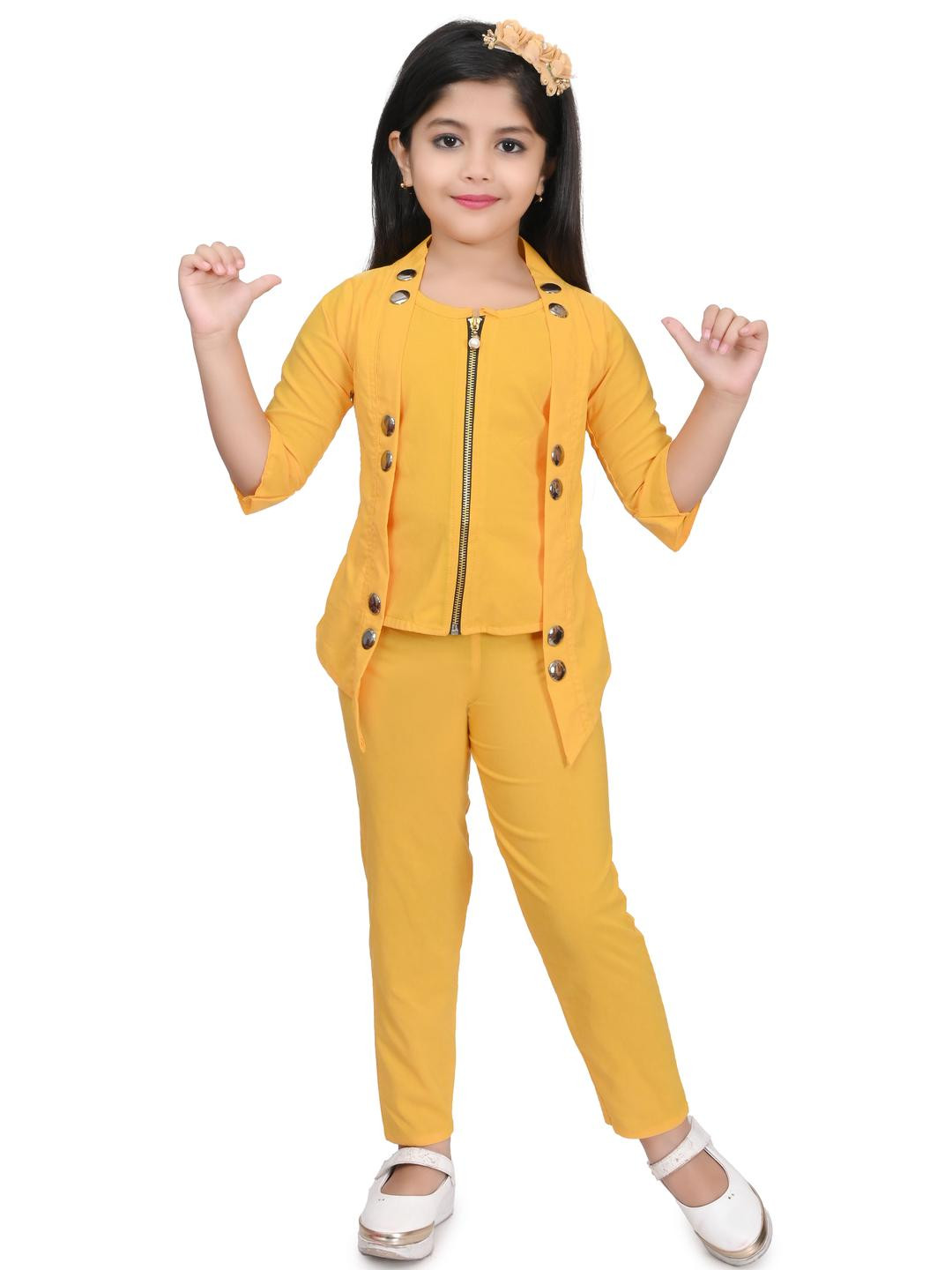 FARIHA FASHIONS Girls Cotton Blend Clothing Set