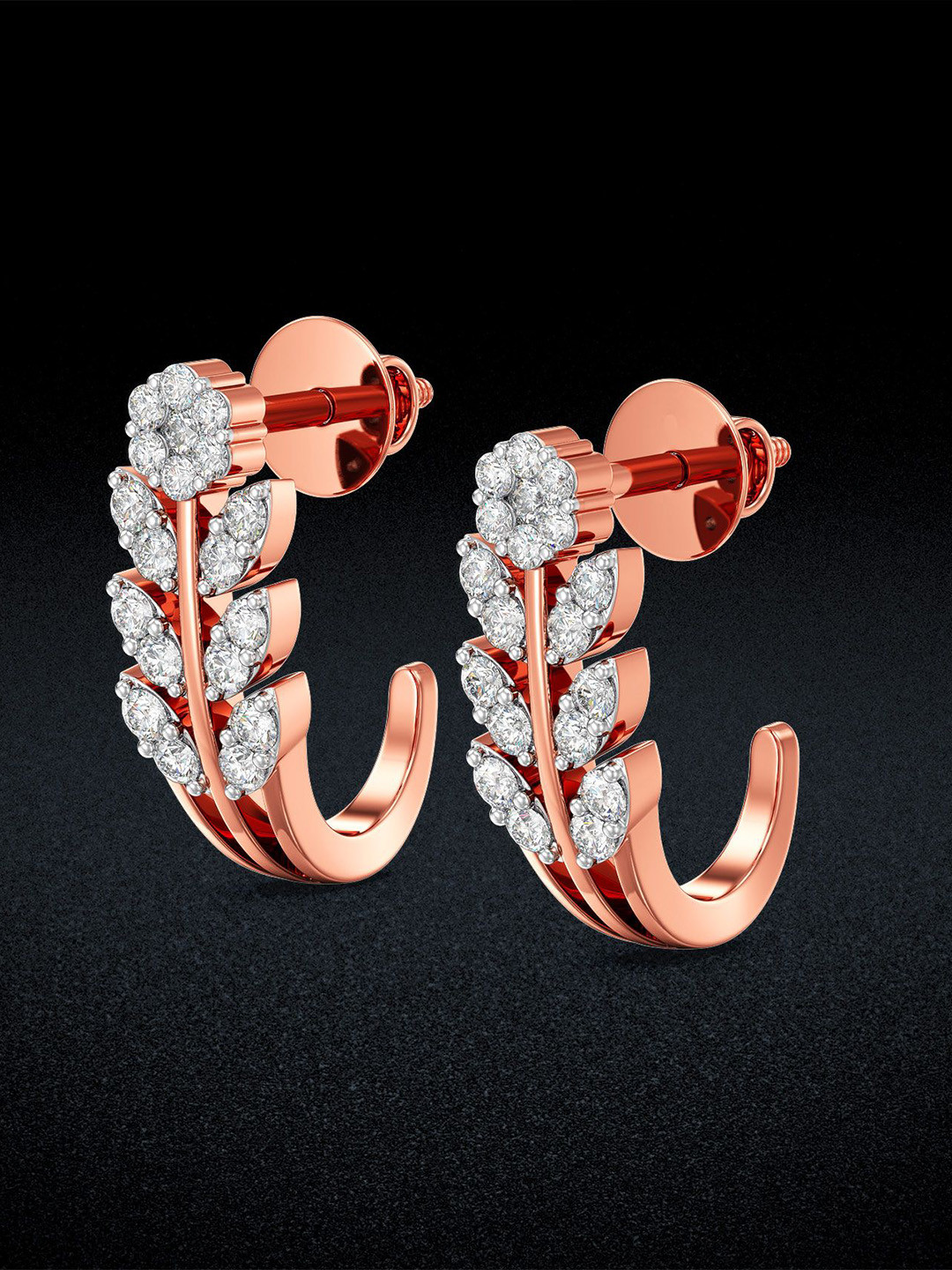 Joyalukkas Women 18Kt Gold Timeless Bloom Diamond Earrings -3.26 gms