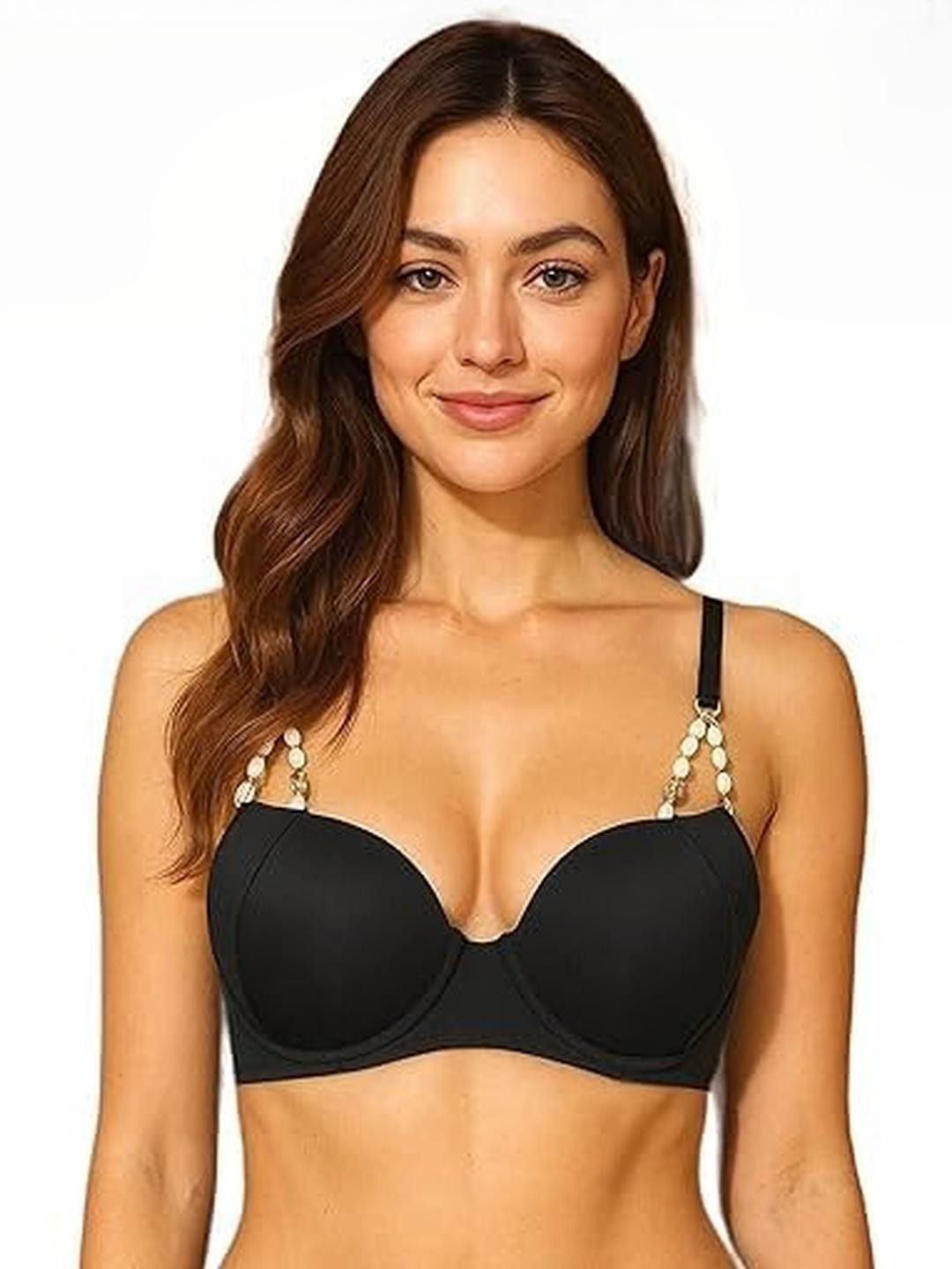 Eleg & Stilance Women Medium Coverage Underwired Pearl straped Lightly Padded Bra