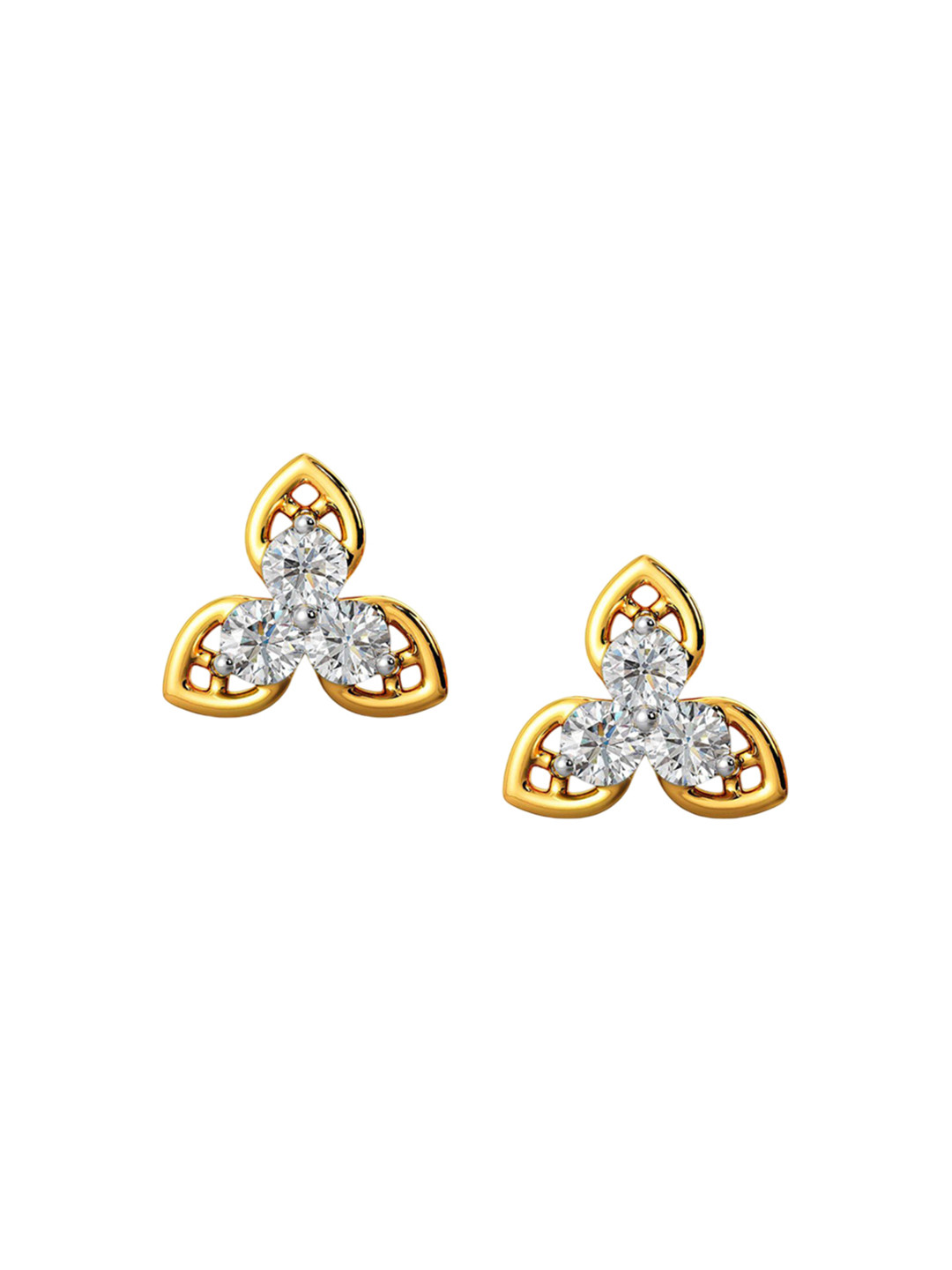 Joyalukkas Girls 18Kt Gold Natural Floral Diamond Earrings - 0.86 g
