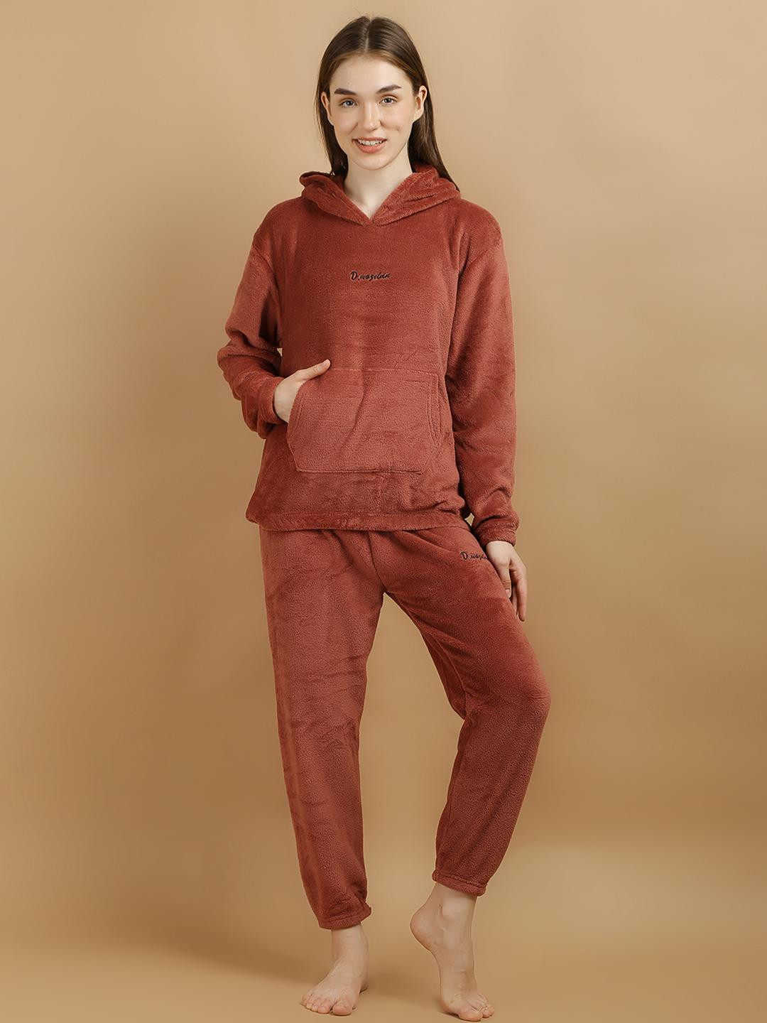 FITIN OUTFIT Women Red Wool Blend Nightdress