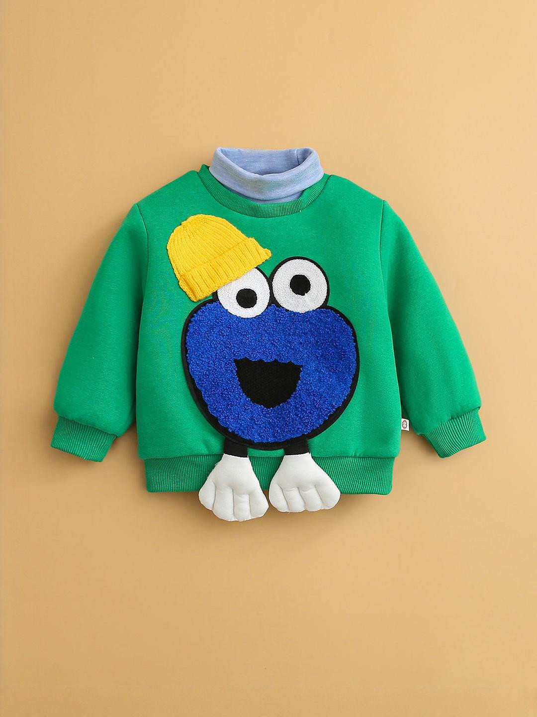 Hopscotch Boys  Green Monster Applique Sweatshirt