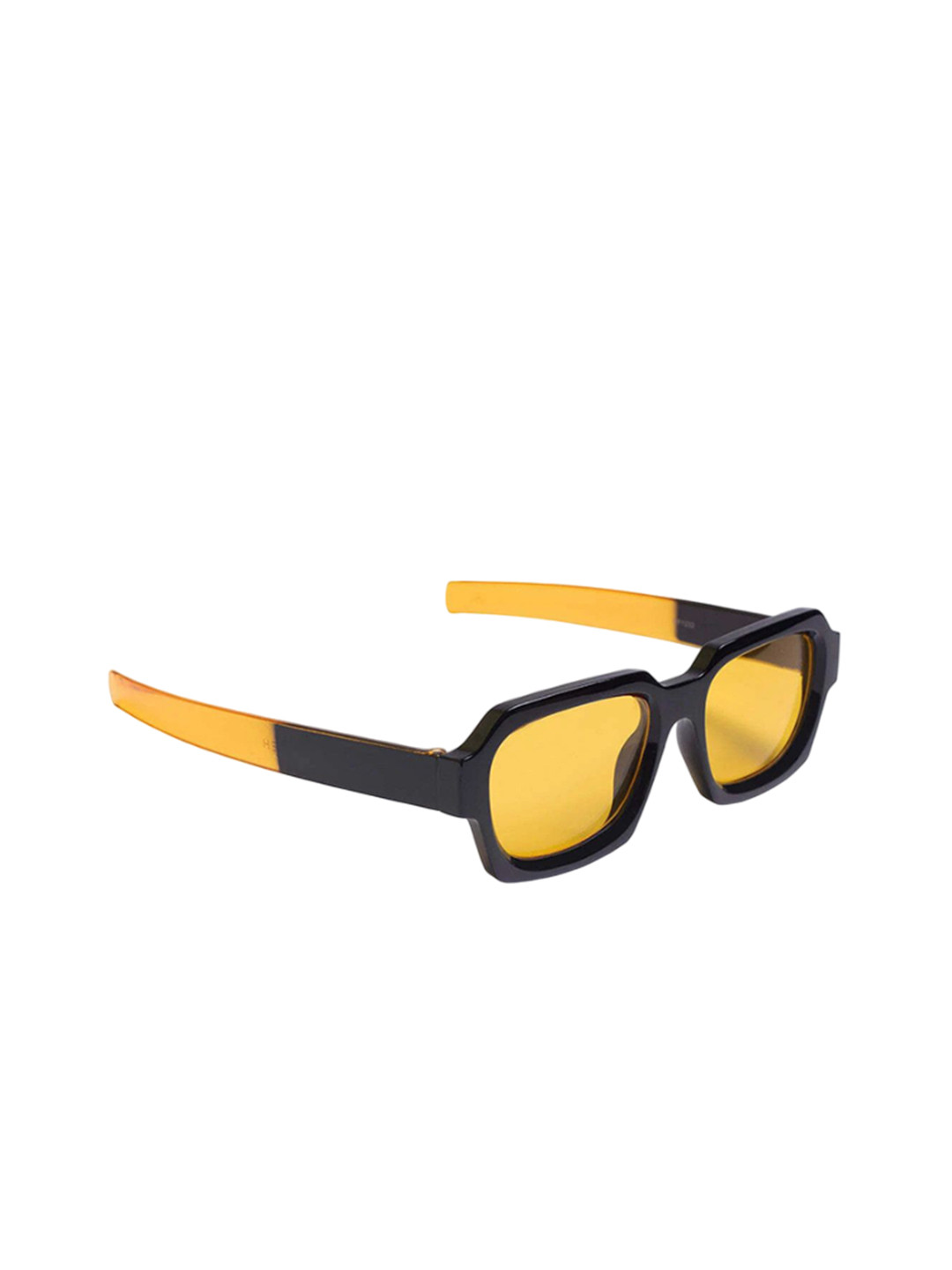 SPADEACES Unisex Rectangle Sunglasses BL-YELLOW BLACK-