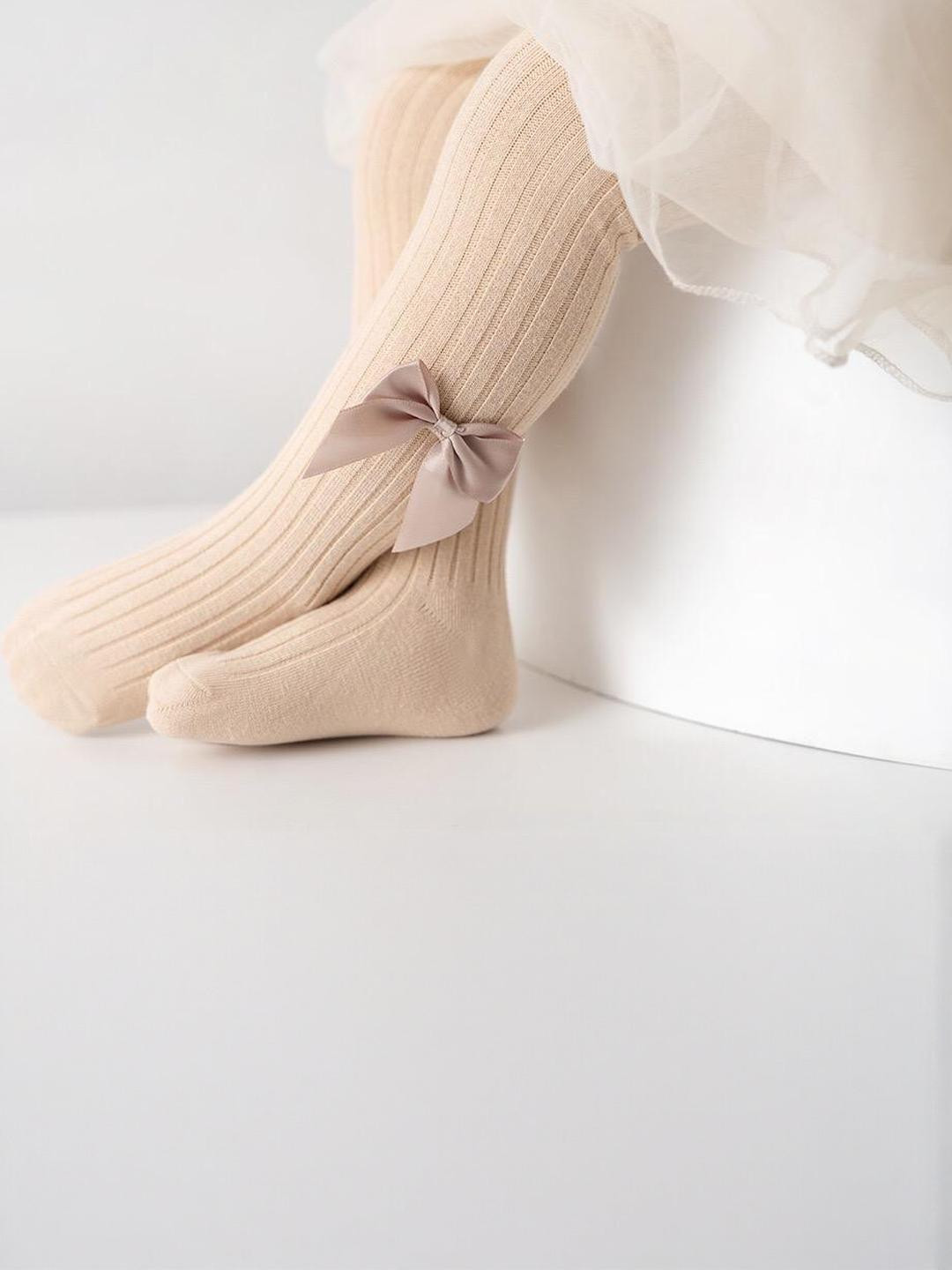KIDOfash Girls Brown Cotton Stockings