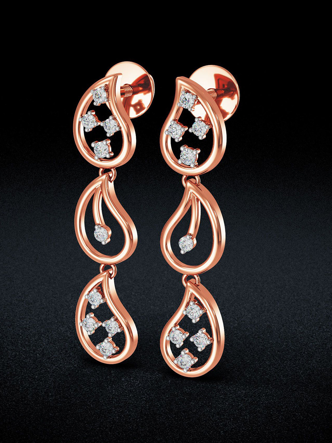 Joyalukkas 18Kt Gold Natural Gleamed Inspired Earrings Diamond -3.91 g