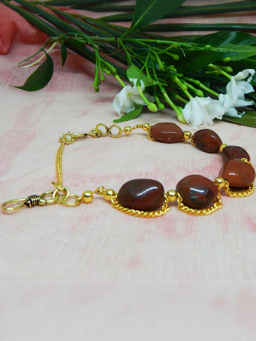 Jaya Vision Jewelry Unisex Gold-Plated Agate Bracelet