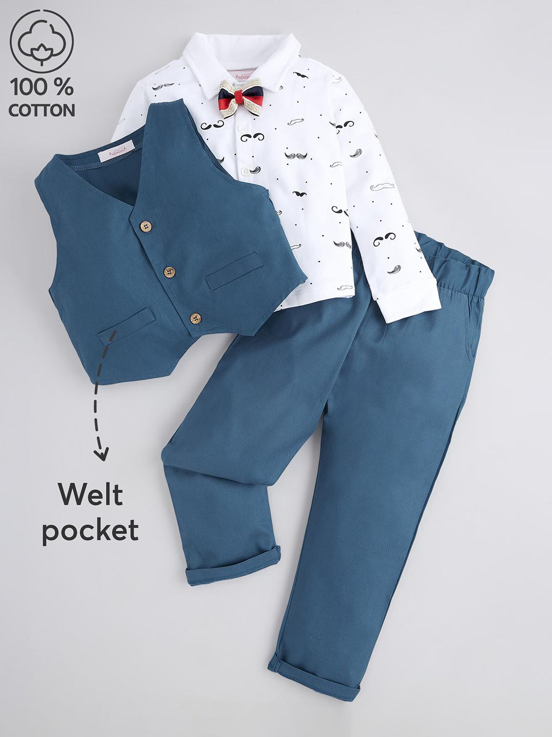 Hopscotch Boys 3 Pieces Pure Cotton Printed Clothing Set