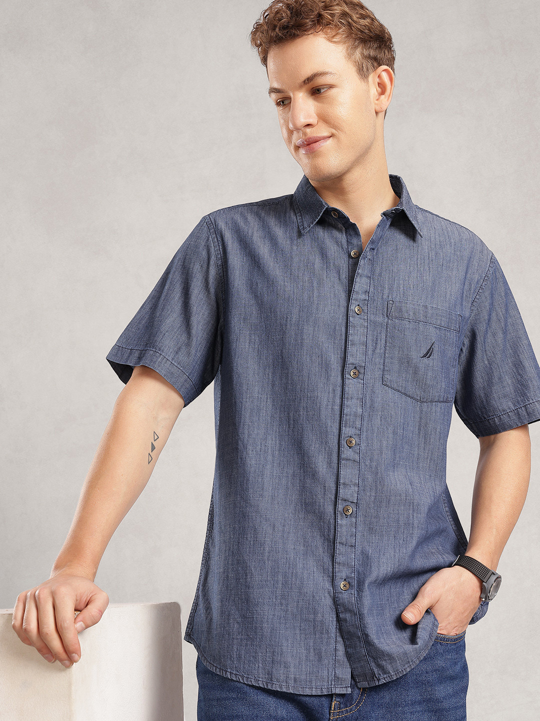 Nautica Men Slim Fit Denim Shirt