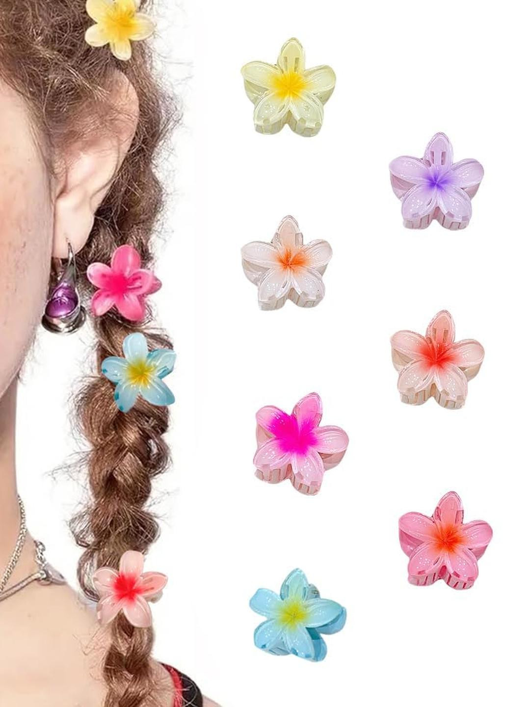 DIVASTRI Girls Set Of 12 Flower Small Size Hair Claw Clips