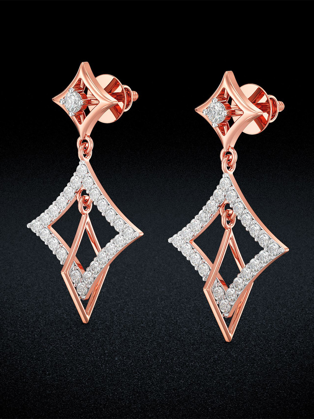 Joyalukkas Women 18Kt Gold Natural Brilliant Sparcle Diamond Earrings 3.28 g