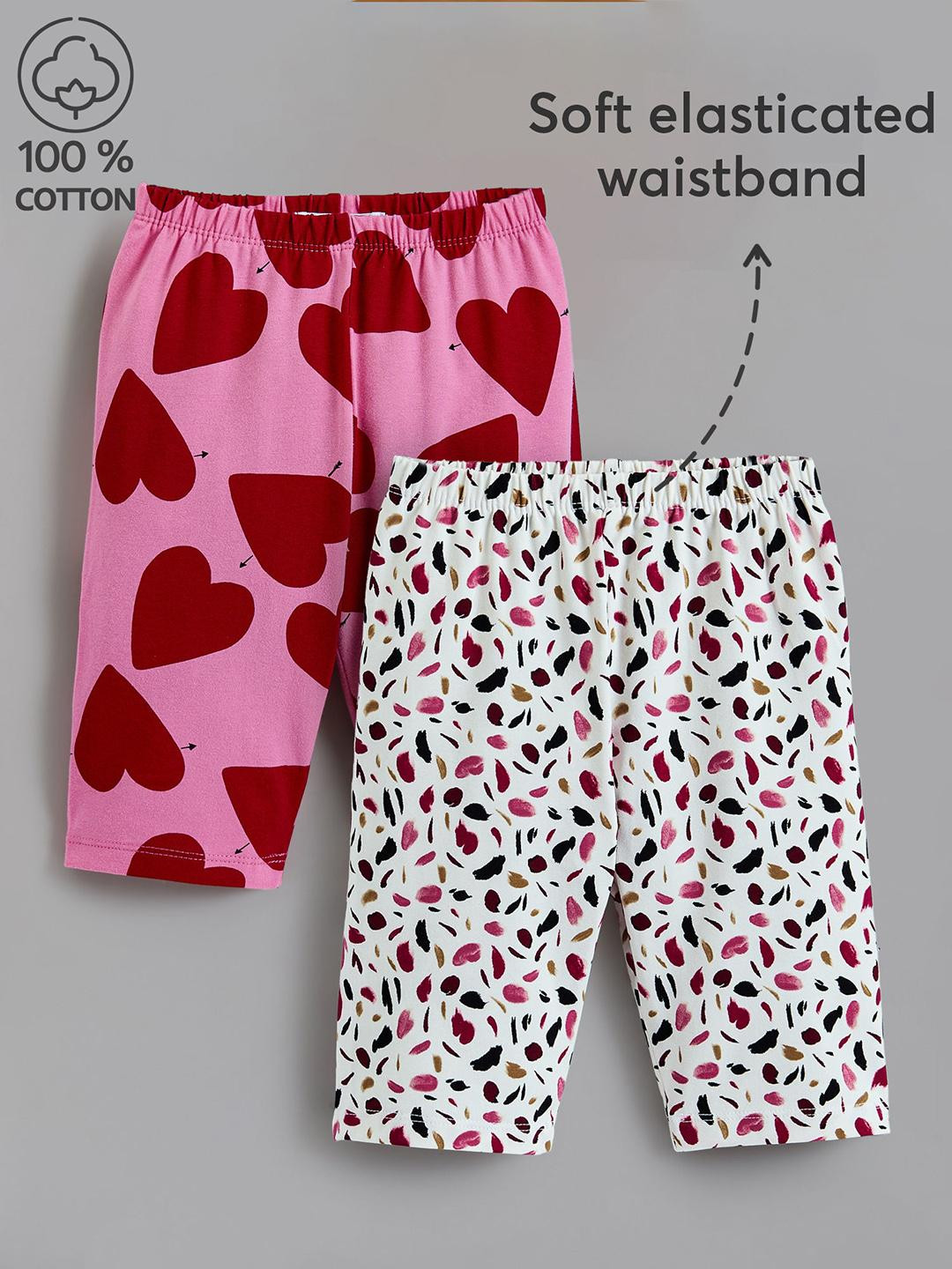 Hopscotch Kids-Girls Cotton Regular Fit Printed Shorts