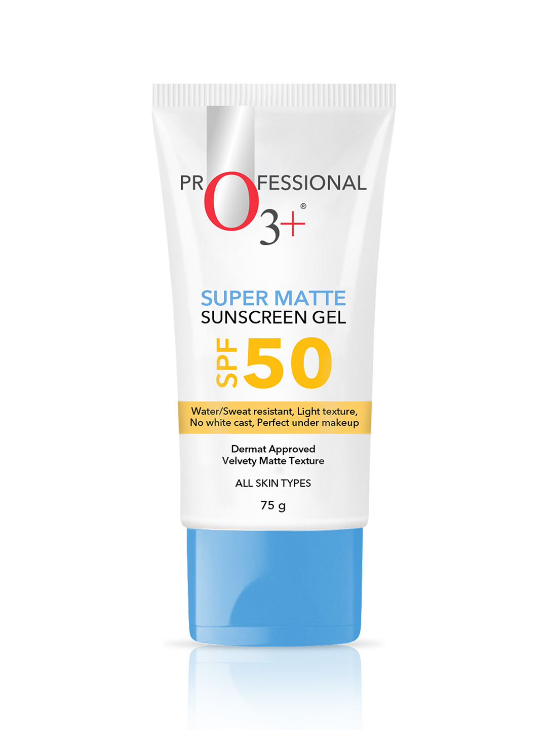 O3 Super Matte SPF50 PA++++ Sunscreen Gel with Niacinamide & Hyaluronic Acid - 75 g