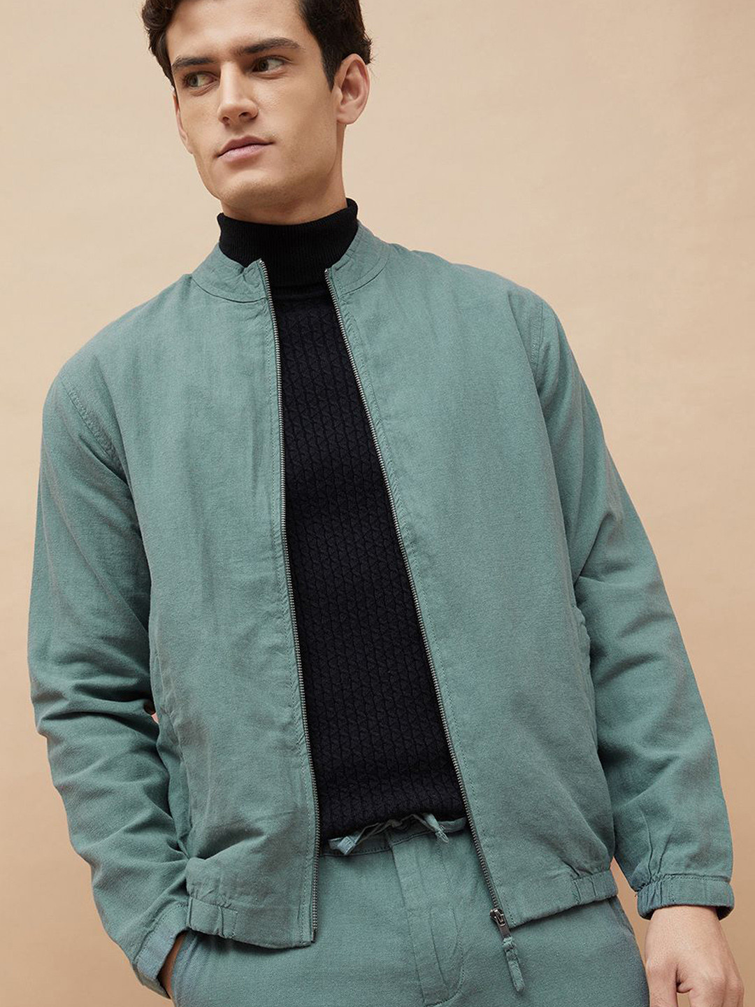 CODE by Lifestyle Men Stand Collar Solid Bomber Jacket