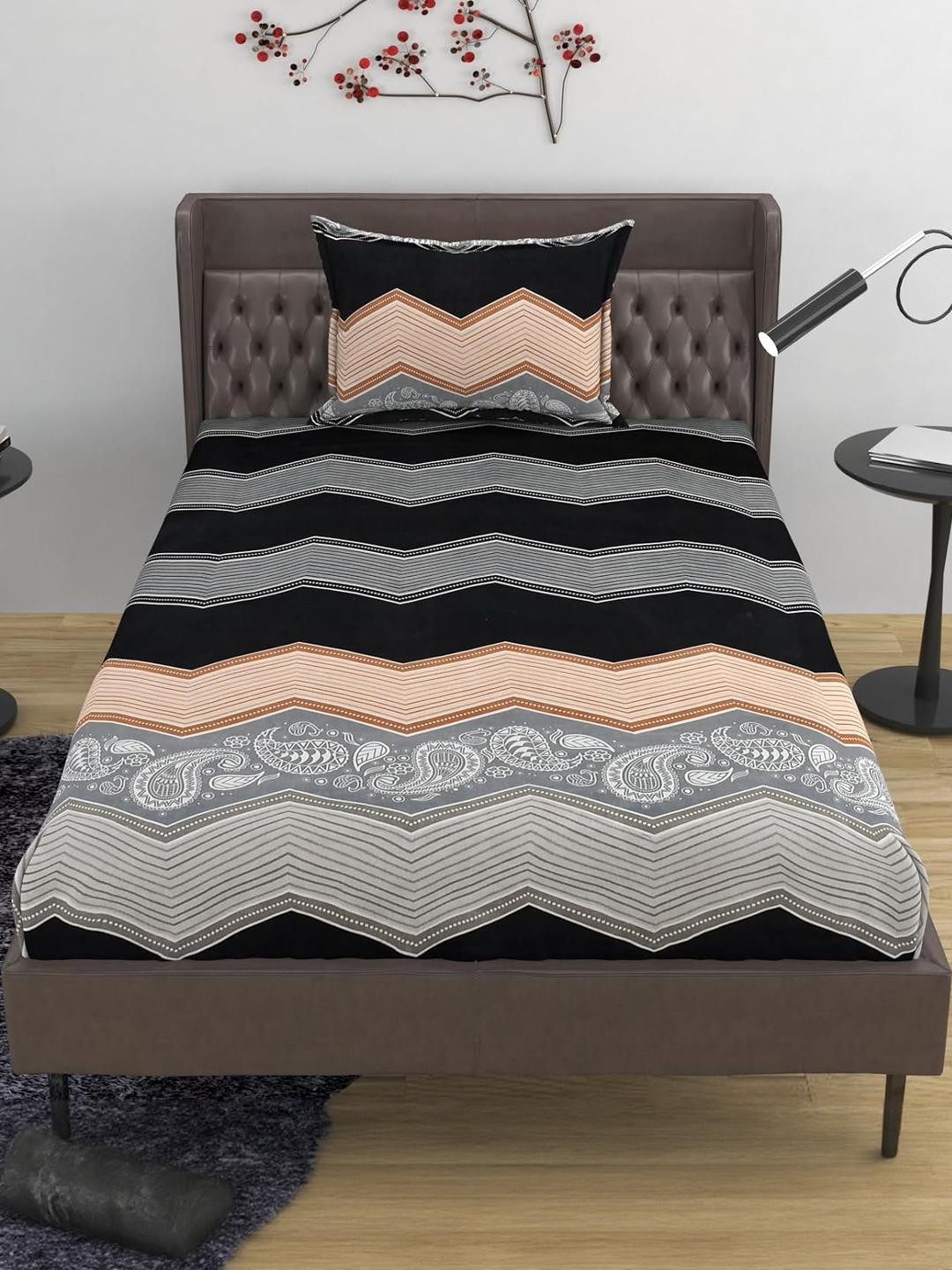 Lunar Days Microfiber Printed 160 TC Single Bedsheet with 1 Pillow Cover