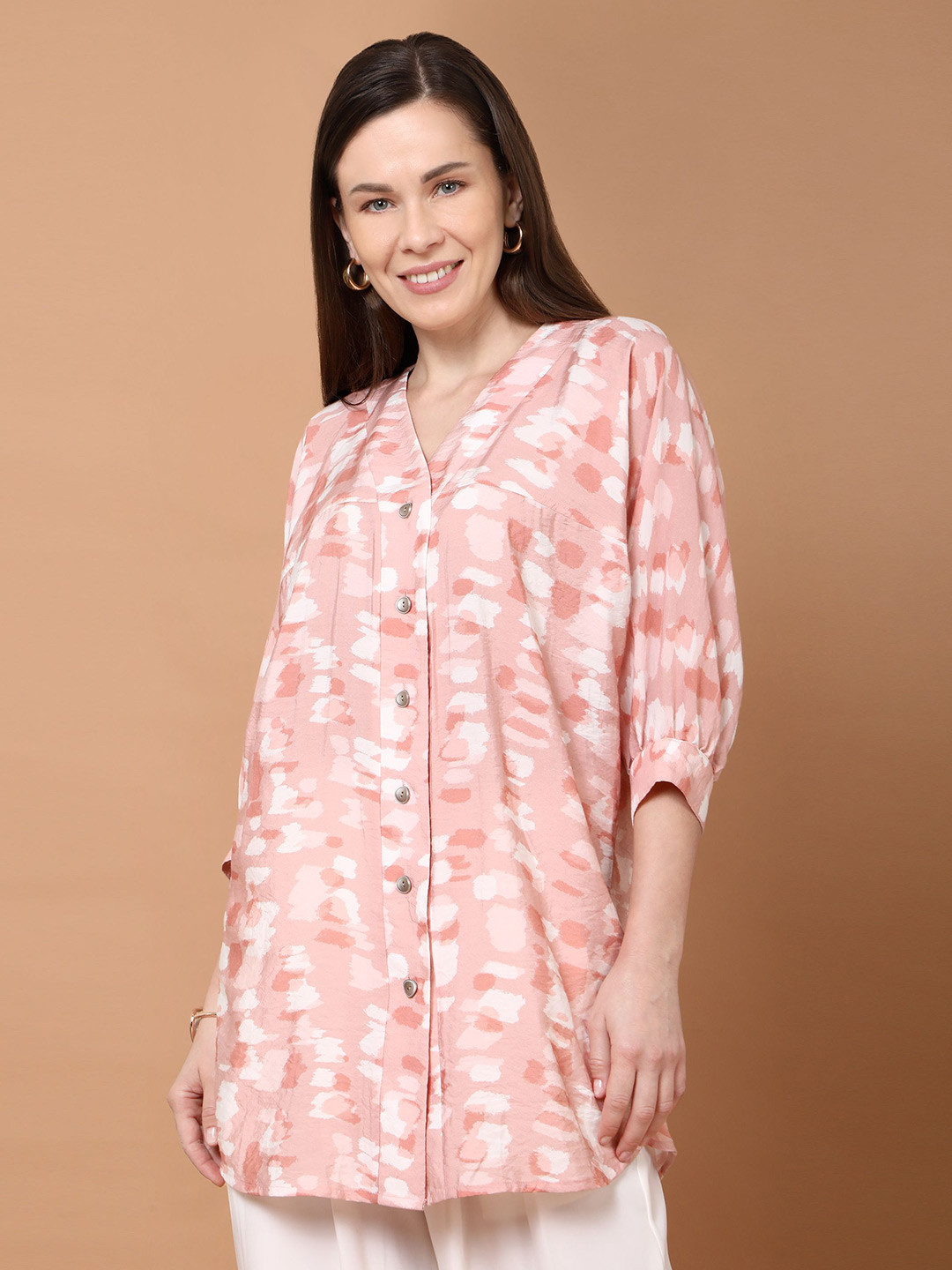 Tamiska By Narendra Kumar Alyssa Women Abstract Printed V Neck Tunic