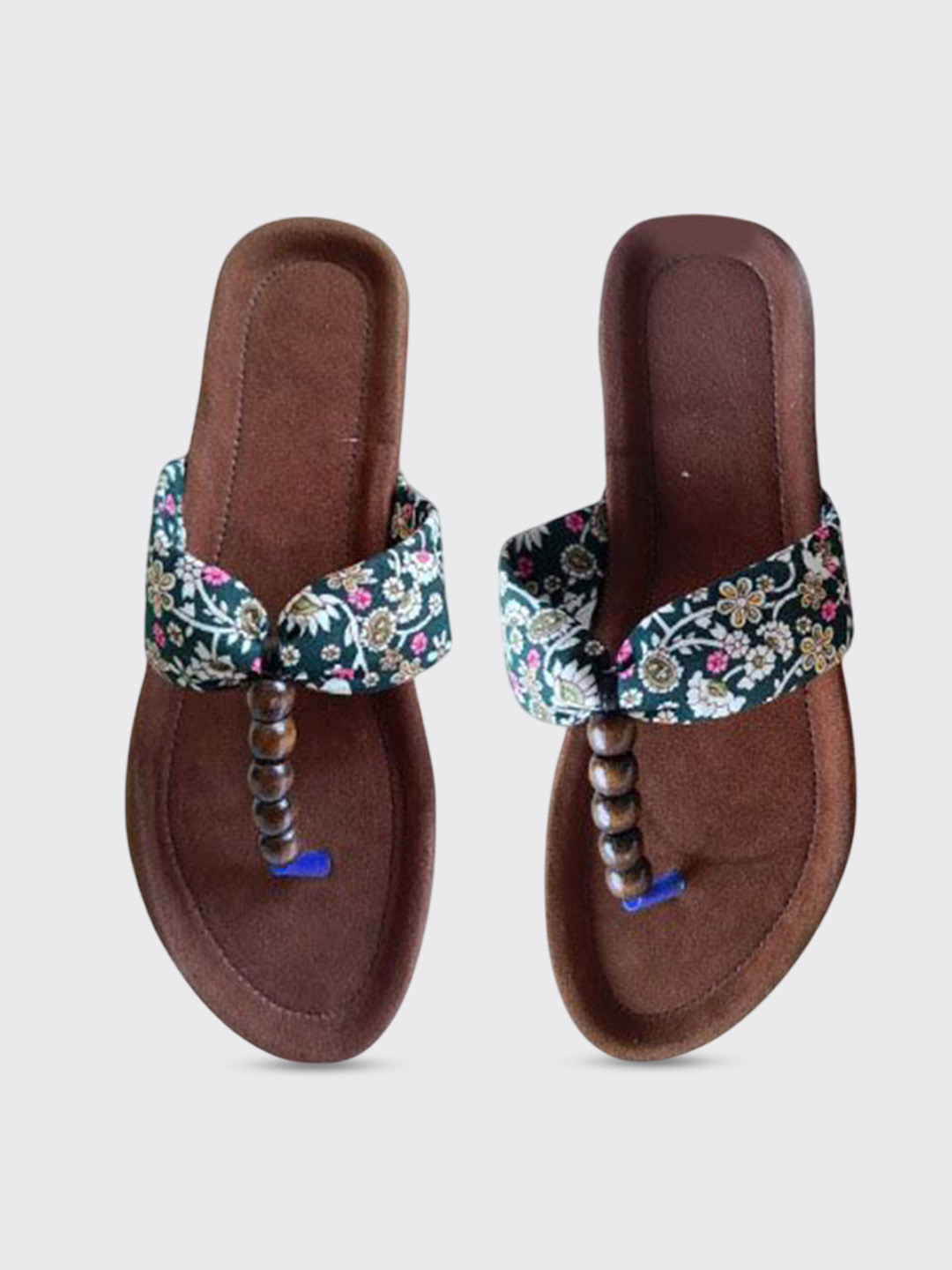 SHOE LAB Printed T-Strap Flats with Bows