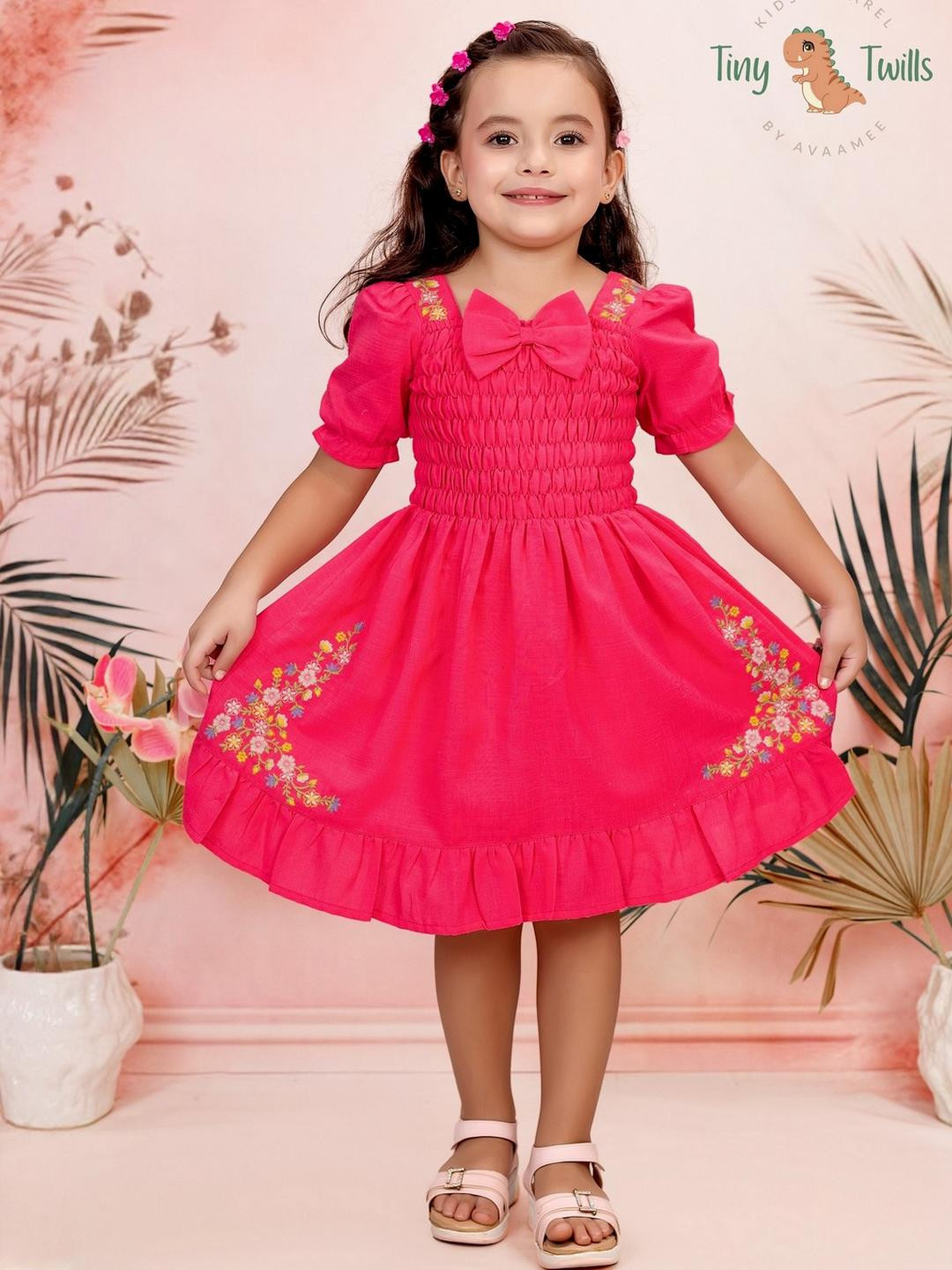 Sangria Girls Linen Fit and Flare Dresses