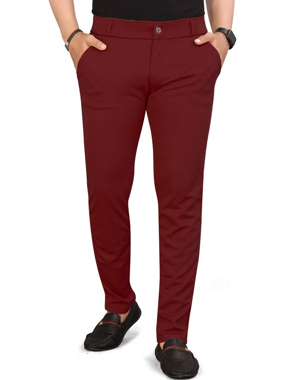 Alenjoy Men Polyester Regular Fit Mid-Rise Trousers