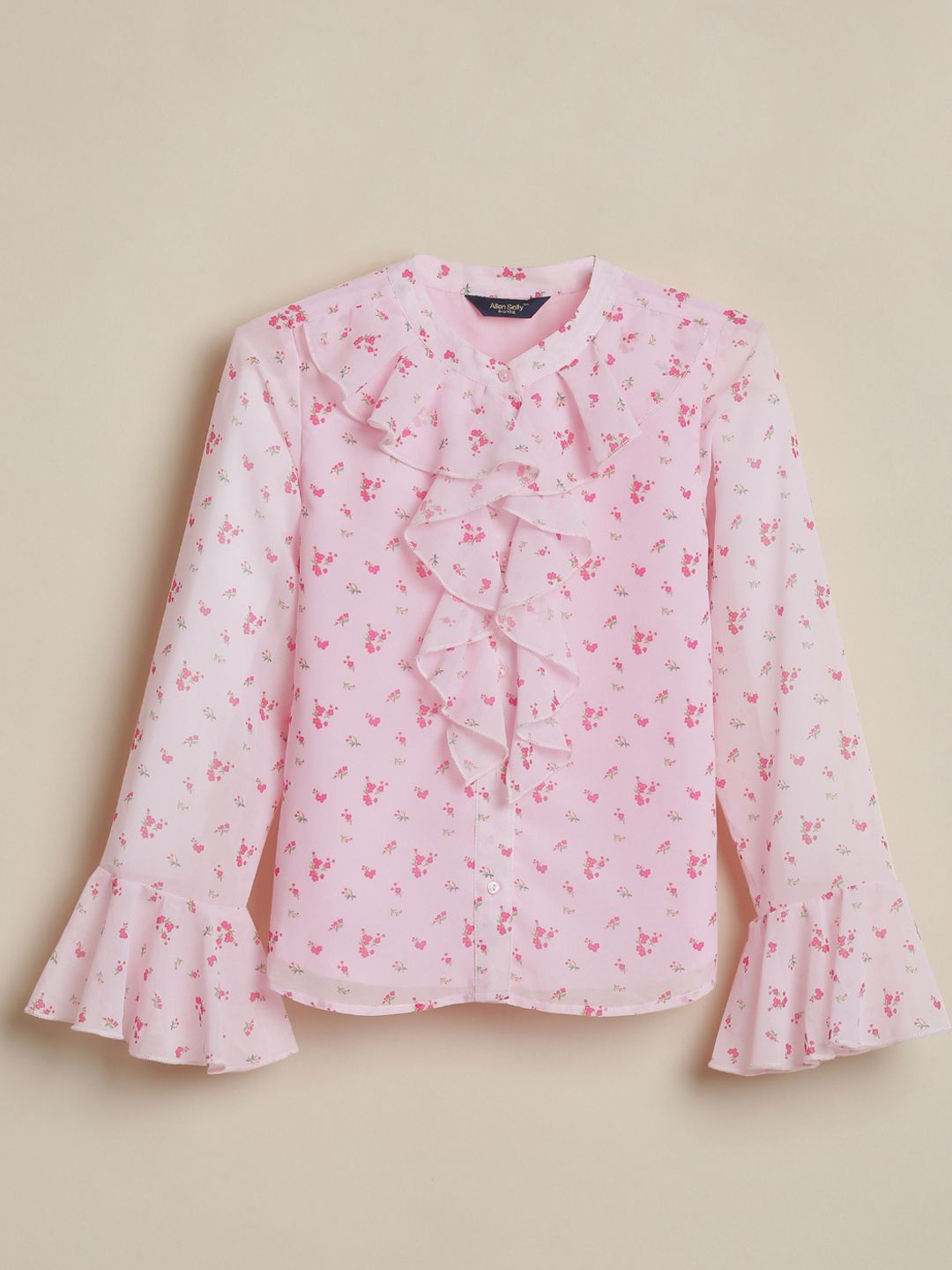 Allen Solly Junior Girls Floral Printed V-Neck Ruffles Top