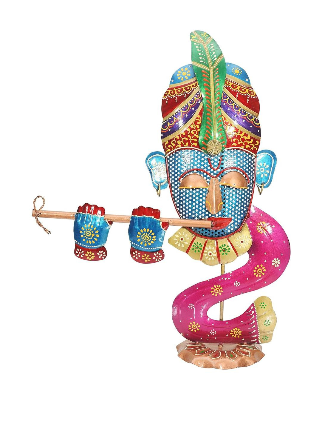 Samsiddhi Metal Krishna Playing Basuri Round Candle Holder