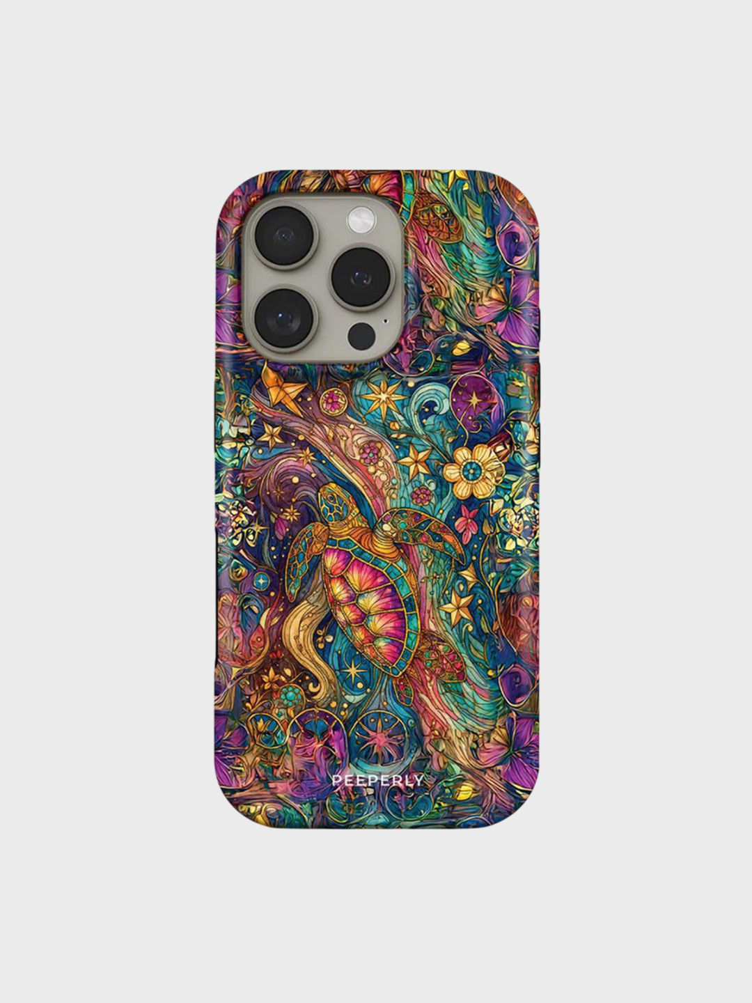 PEEPERLY Women Turtle Abstract Printed Impact Resistant iPhone 14 Crystal Back Case