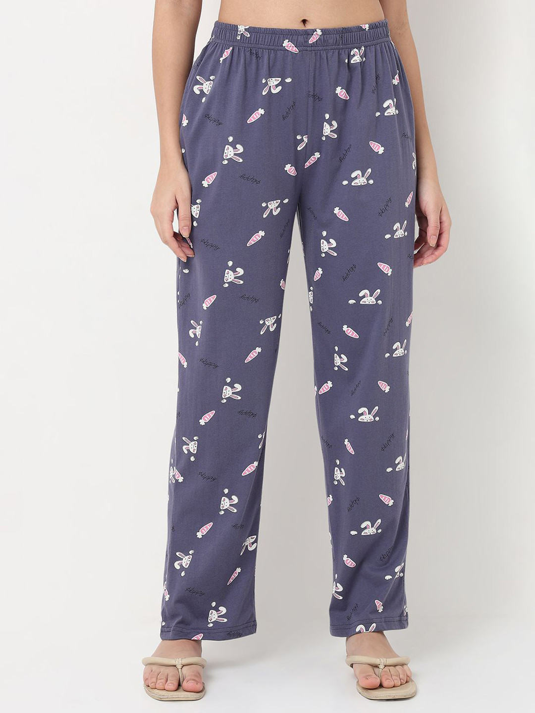 Smarty Pants Women Cartoon Printed Cotton Relaxed-Fit Lounge Pants