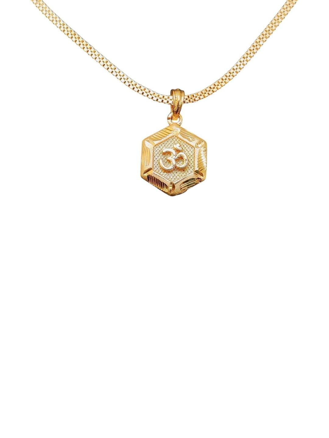 Prasansha Enterprises Gold Plated OM Design Pendant with Chain