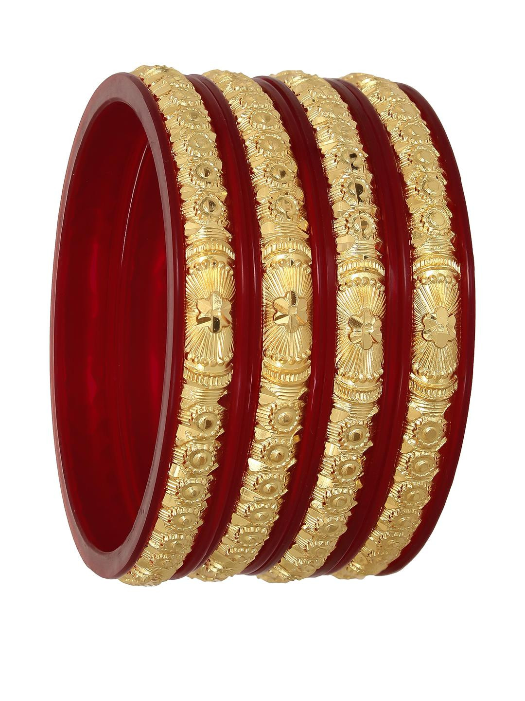 JOYERIA FASHIONS Set Of 4 Gold Plated Plastic Bangles