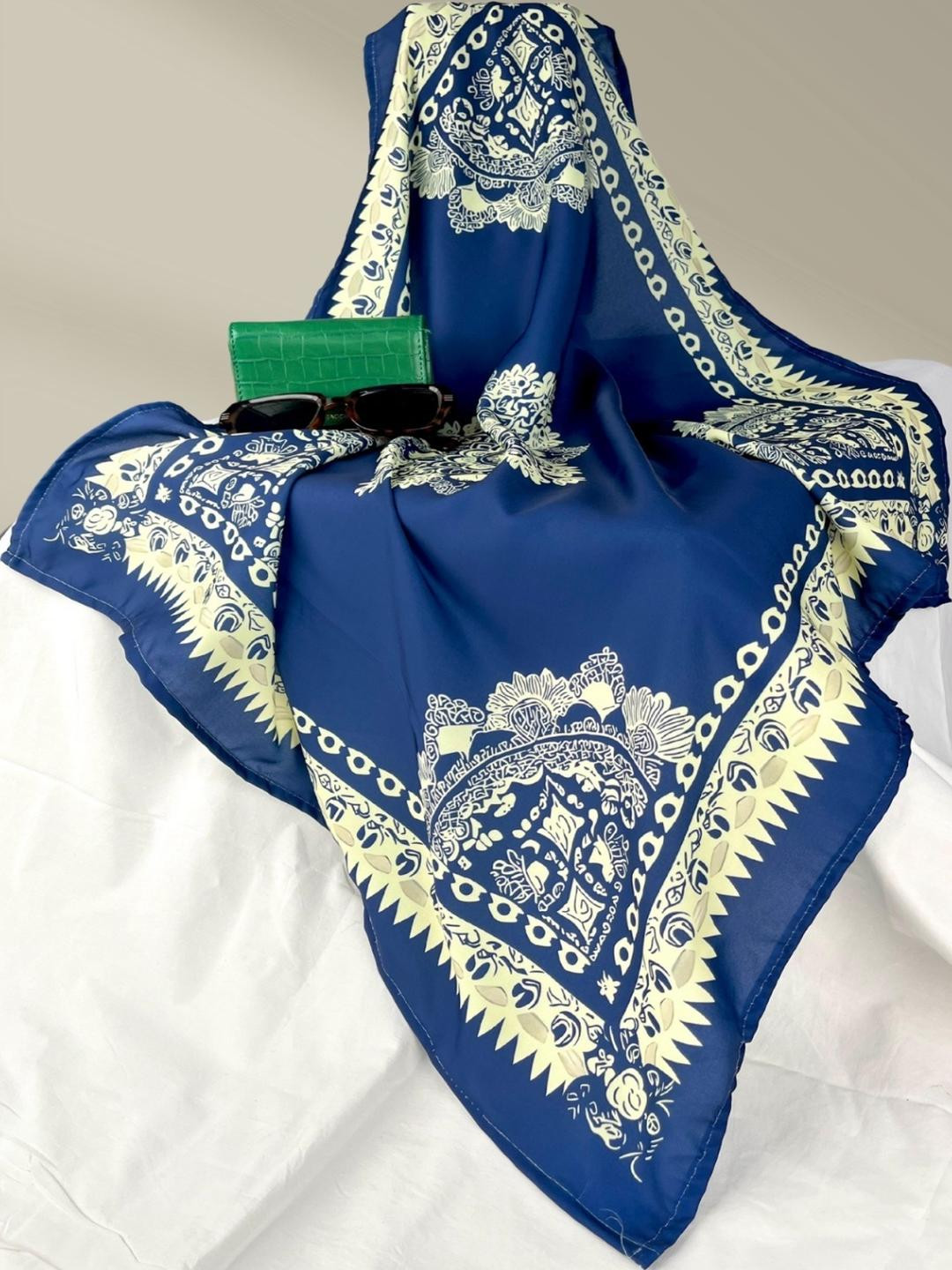 KLISHAA ART Women Royal Blue Digital Printed Scarf