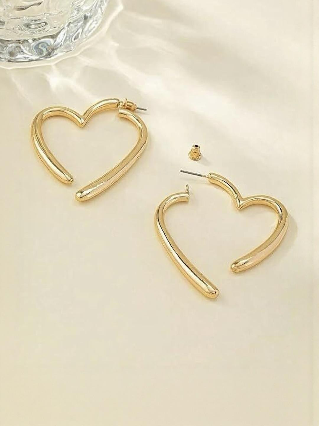 House of Nimriti Heart Shaped Hoop Earrings