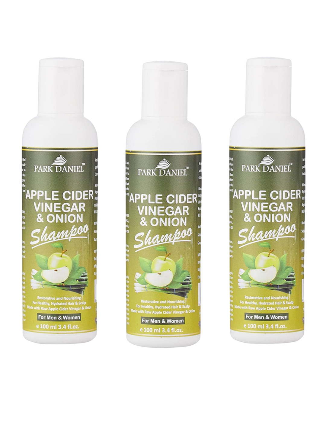 Park Daniel Set Of 3 Apple Cider Vinegar Onion Shampoo - 100 ml Each