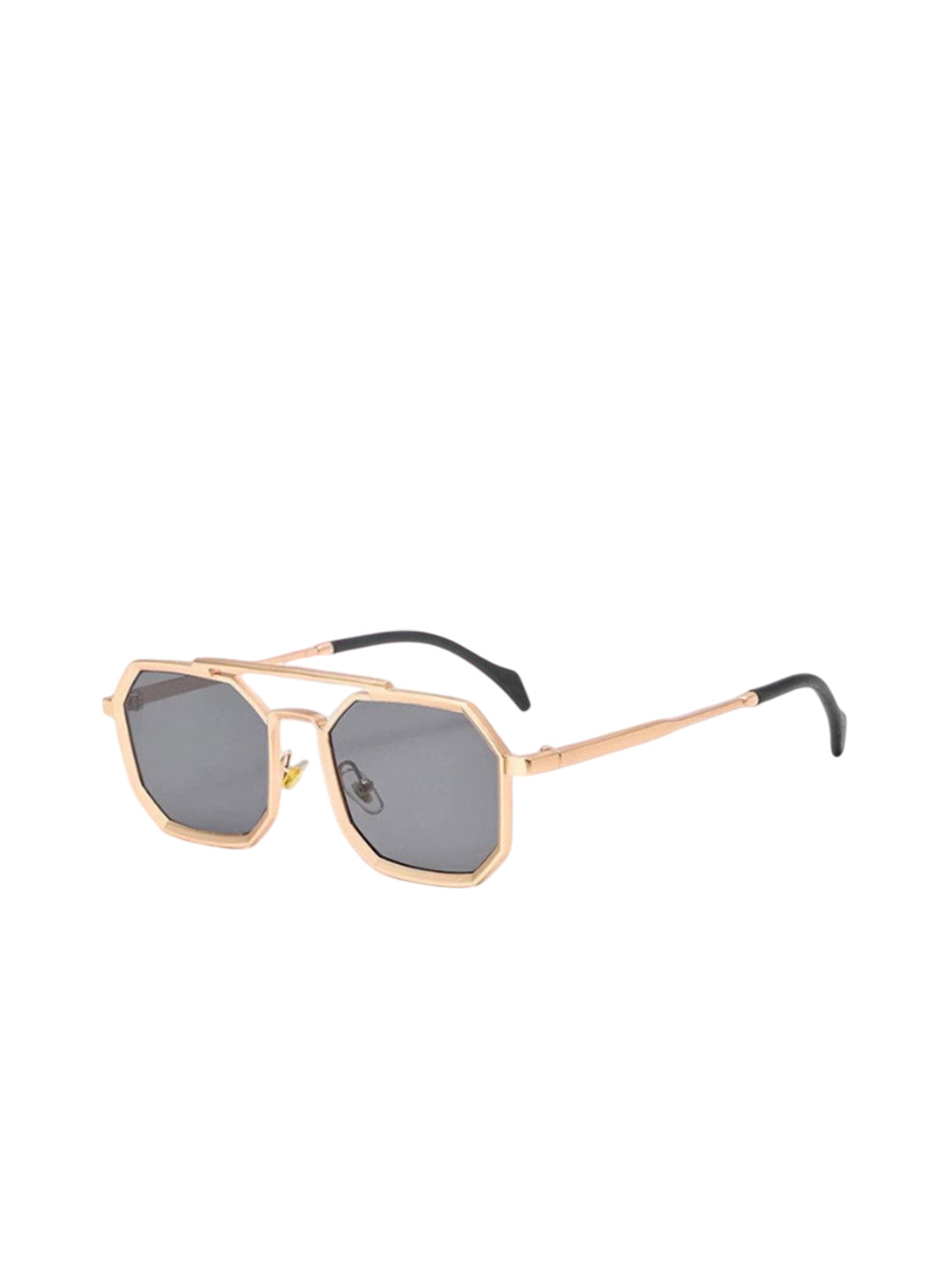 SPADEACES Unisex Grey Lens & Gold-Toned Aviator Sunglasses GOLD BLACK HEXAGUN -527