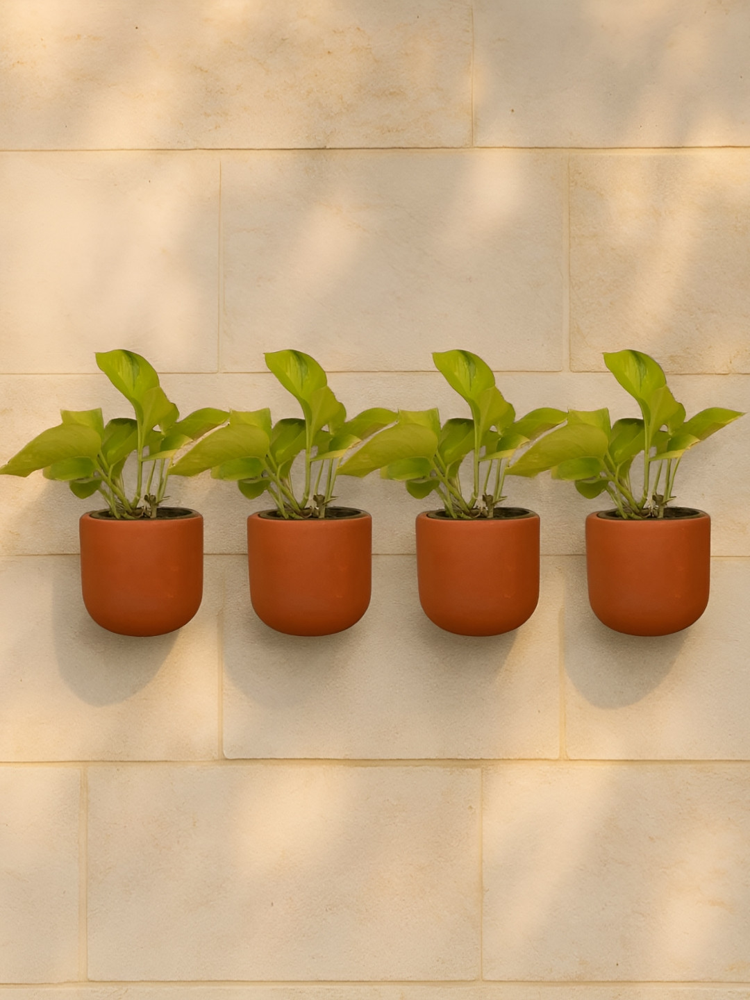 The handicraftian Autumn Red 4 Pieces Small Wall Hanging Planters