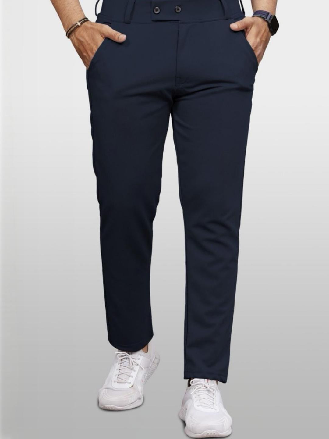 SZN Men Slim Fit Wrinkle Free Knitted Trousers