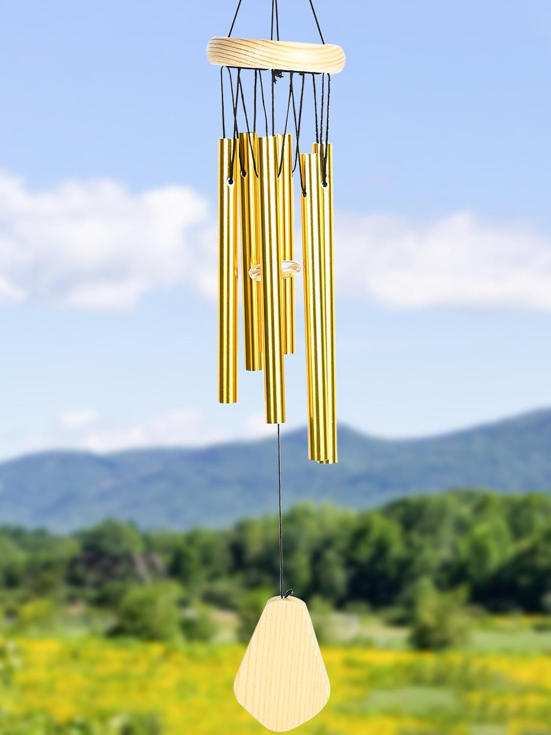 HINDCRAFT Gold Toned Wind Chime for Home Decor