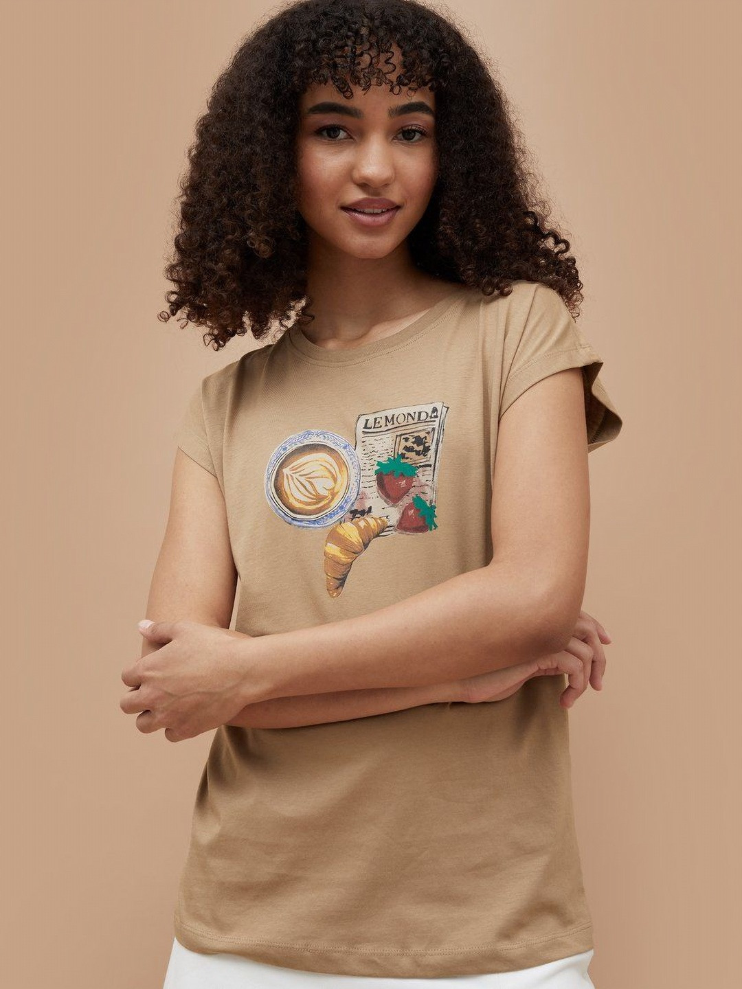 Ginger by Lifestyle Graphic Printed Round Neck Short Sleeves Cotton Lounge Tshirts