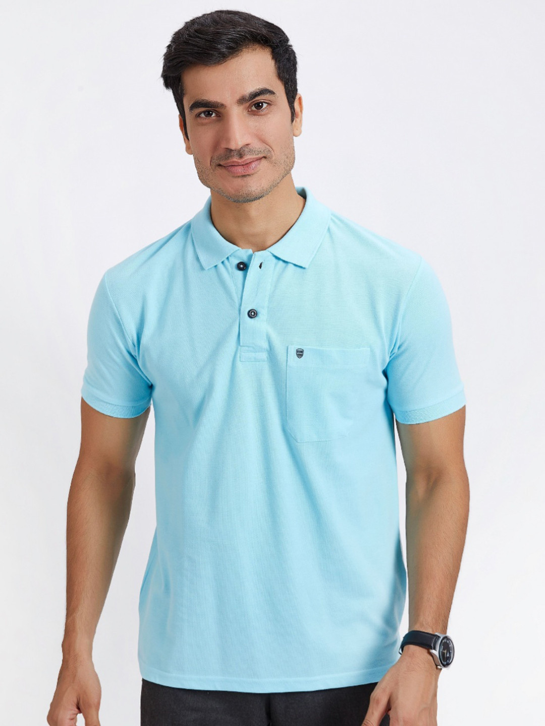 PRORIDERS Men Solid Turquoise Regular Fit Polo T-shirt