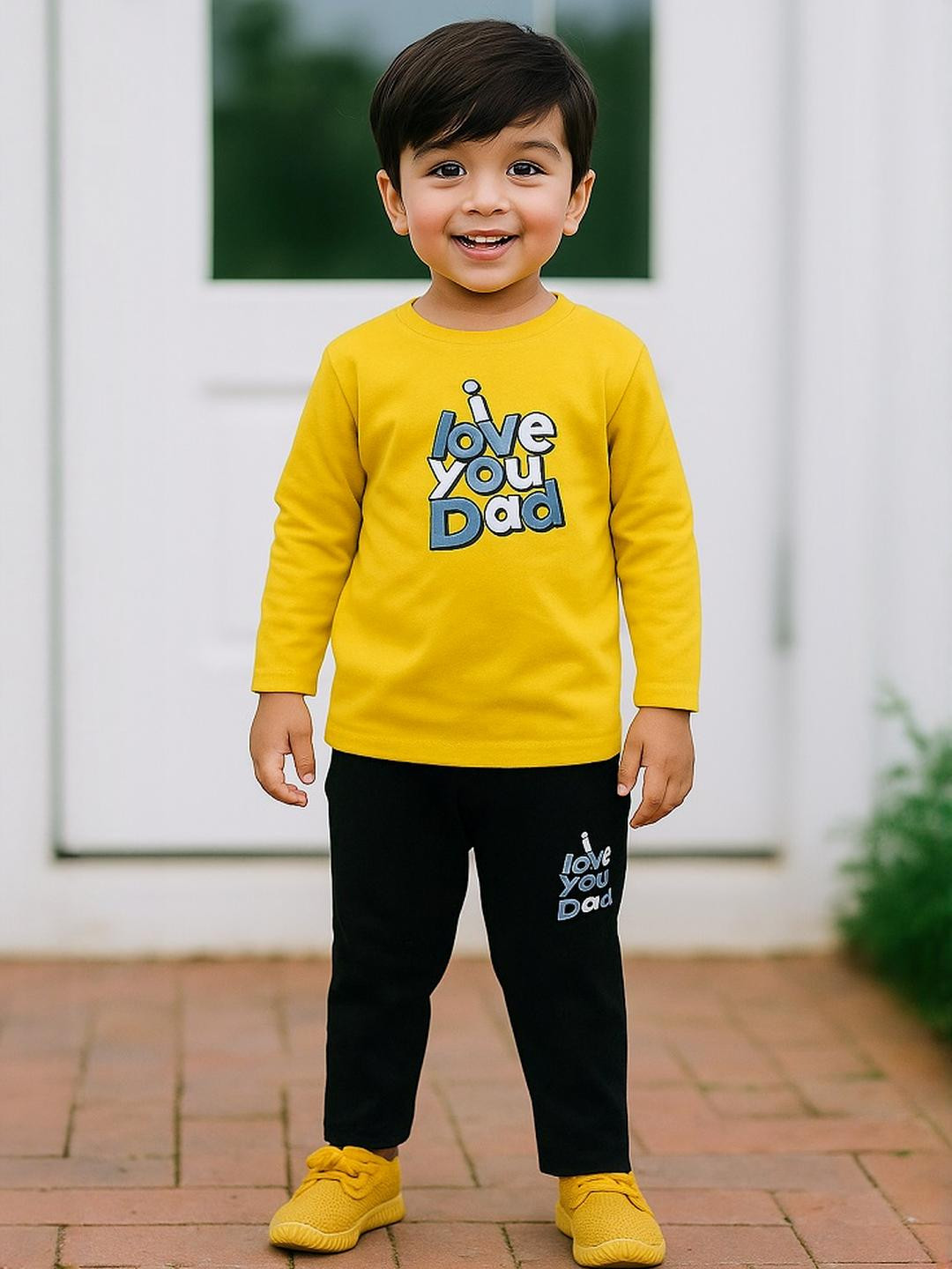 Thunder Cat Kids-Unisex Yellow Pure Cotton Printed Clothing Set