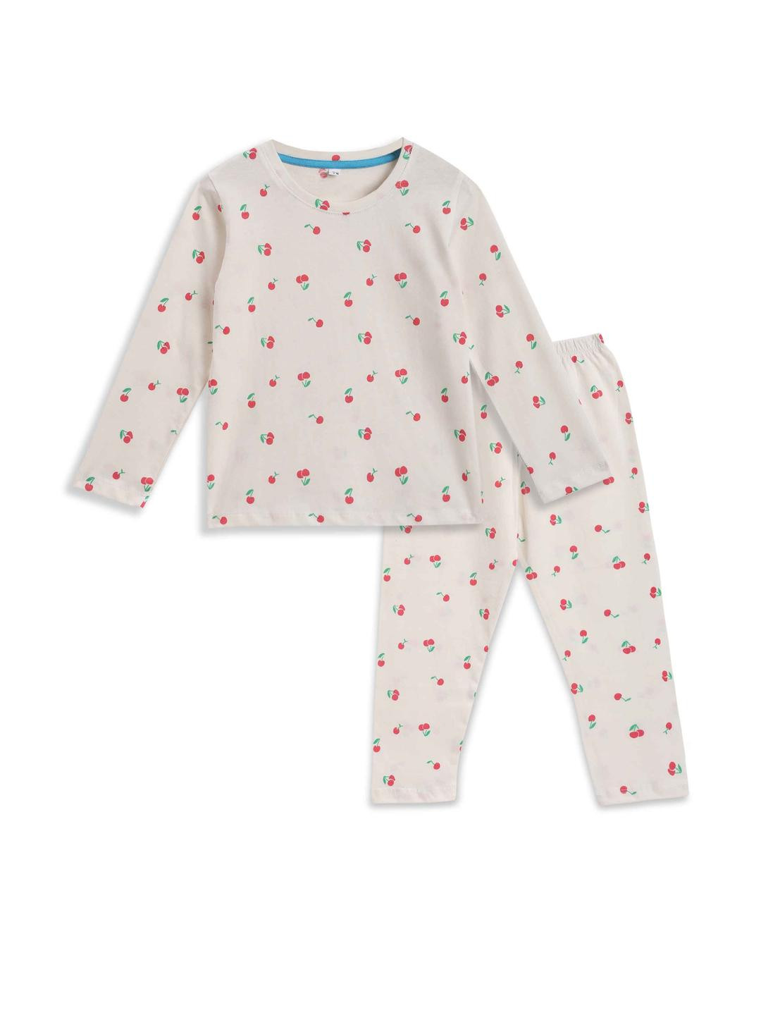 KIDSCRAFT Girls White Pure Cotton Self Design Clothing Set