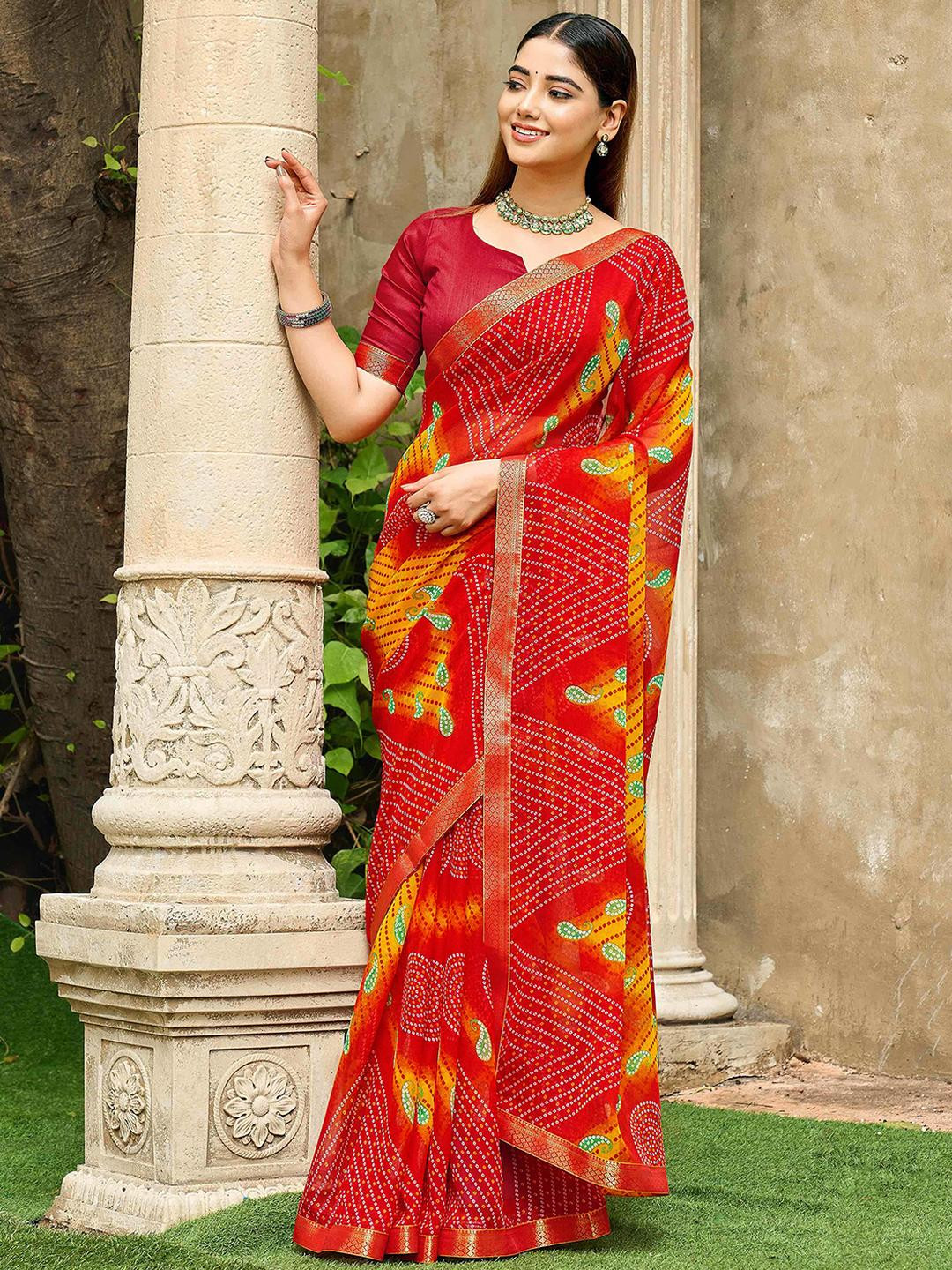 KALINI Multi Poly Chiffon Printed Sarees