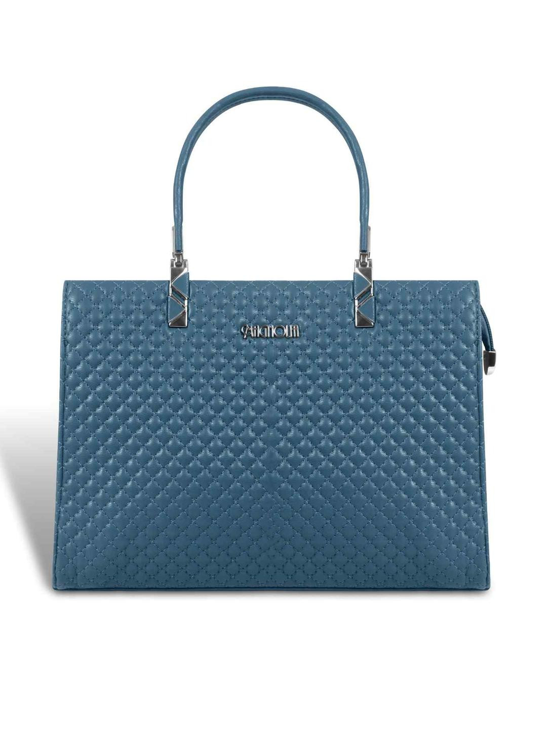 MAGNOLIA Women Blue Textured Shopper Hand Bag