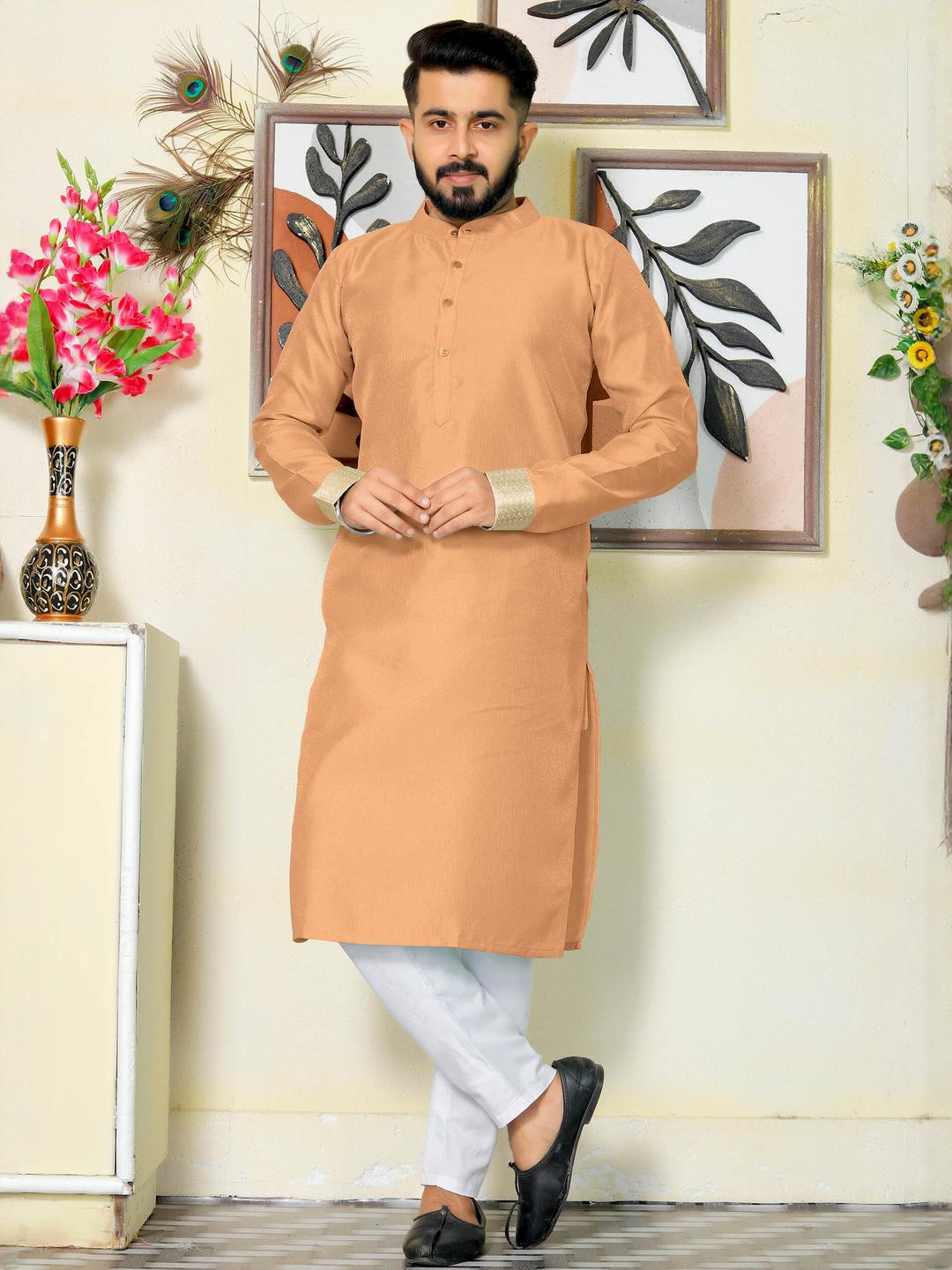 Archittam Men Beige Kurta Sets