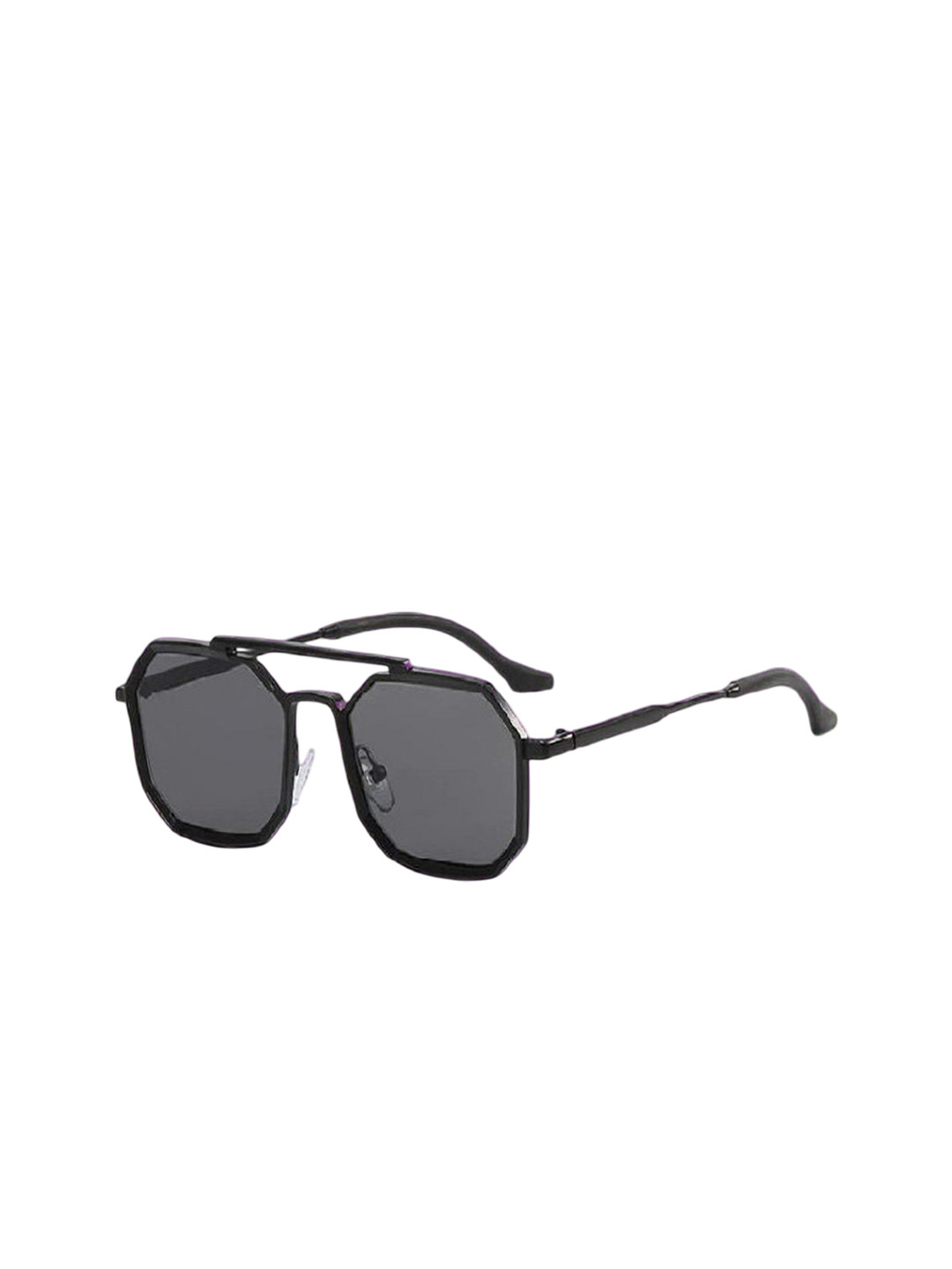 SPADEACES Unisex Aviator Sunglasses with UV Protected Lens FULL BLACK HEXAGUN-190