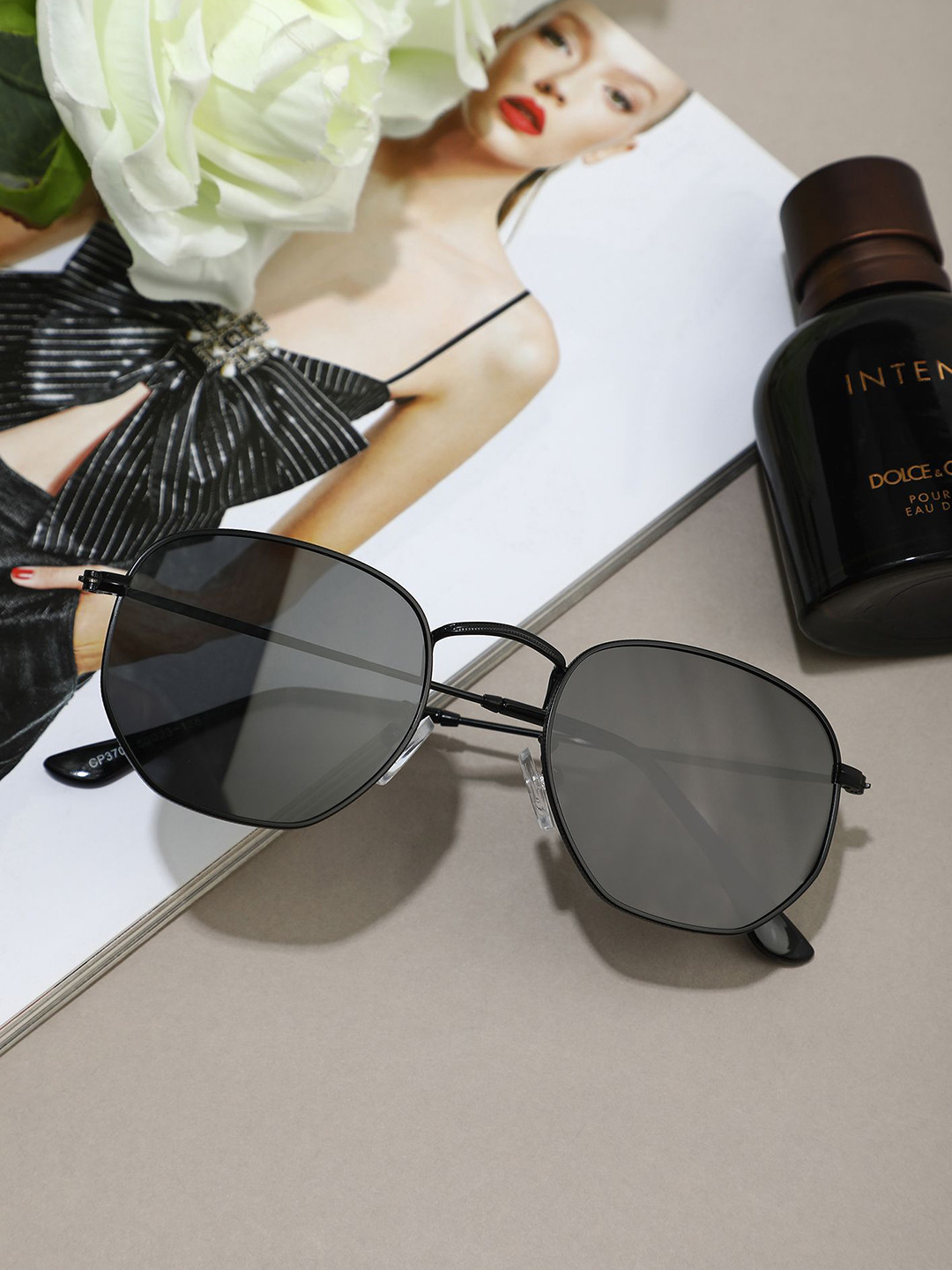 LULU & SKY Women Round Sunglasses With Regular Lens CP3702-BLACK GREY