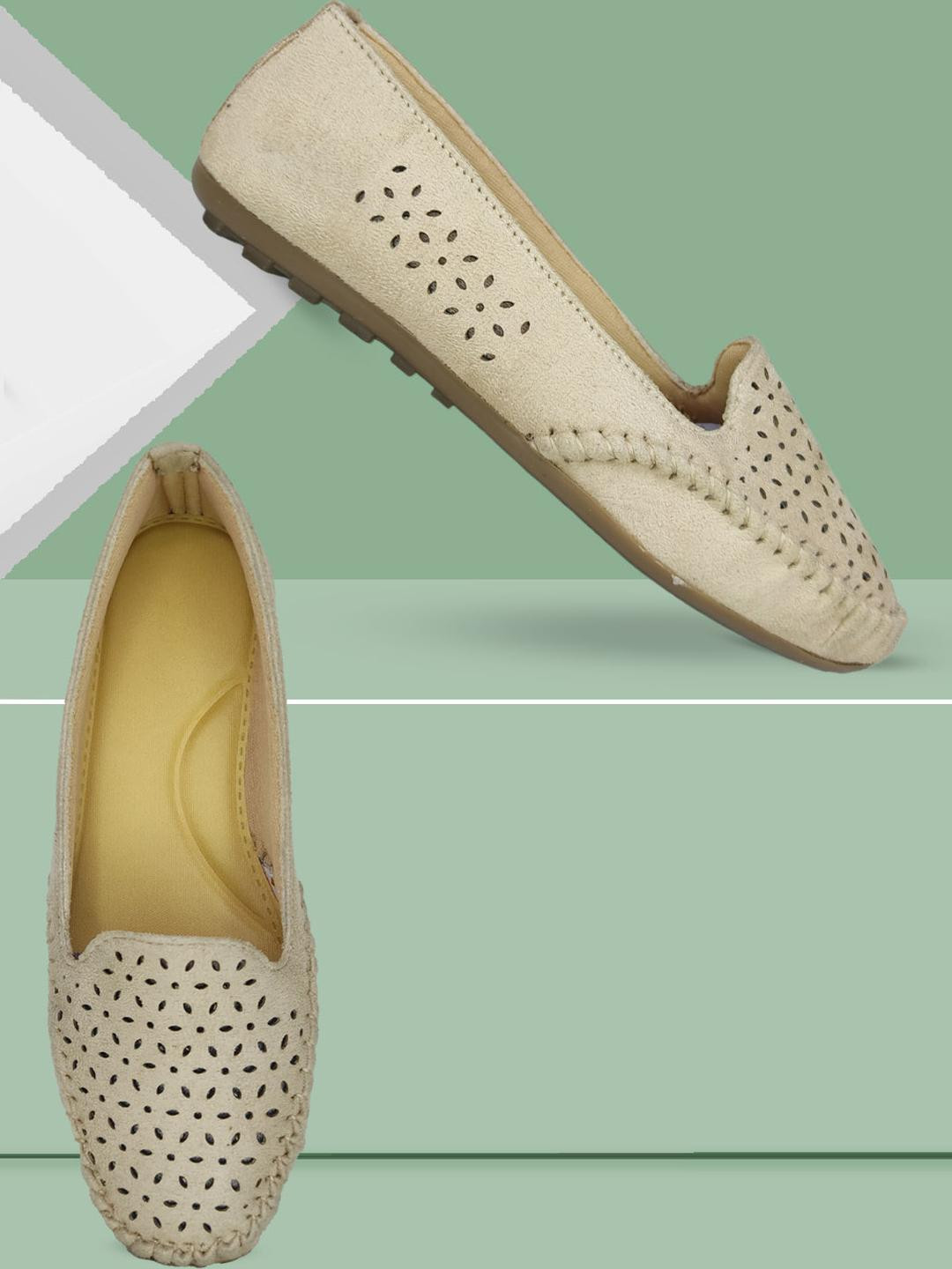 saanvishubh Women Cream Suede Casual Shoes