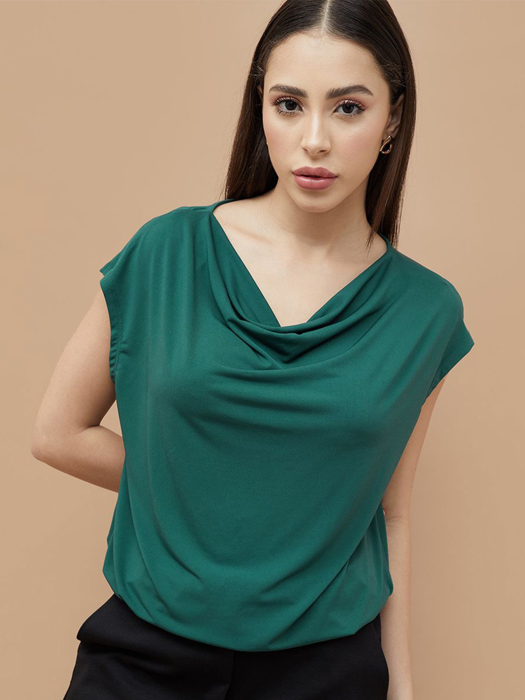 CODE by Lifestyle Cowl Neck Cap Sleeves Top