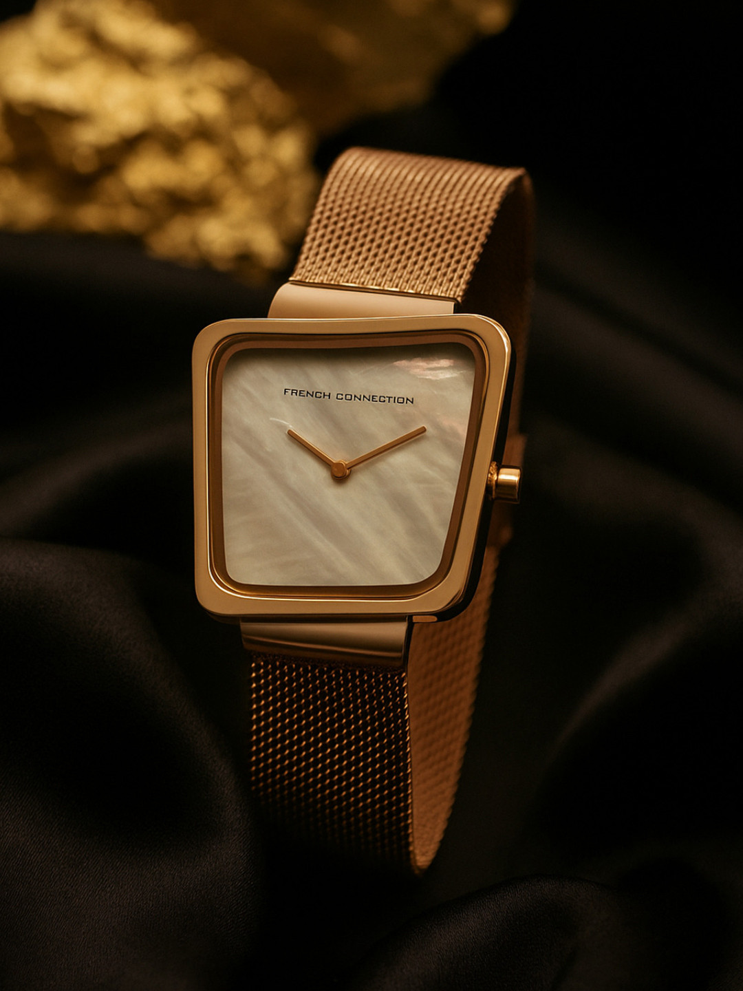 French Connection Women Square Dial & Bracelet Style Straps Analogue Watch Watch FCU6SRGM