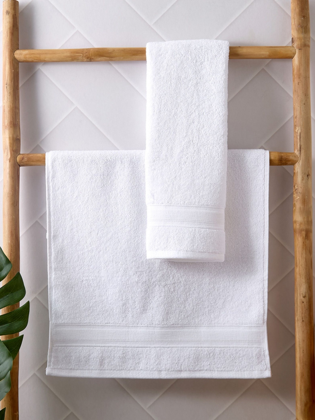 Home Centre Colour Refresh Essense 2Pc White Cotton Skin-Friendly 200-GSM Hand Towels