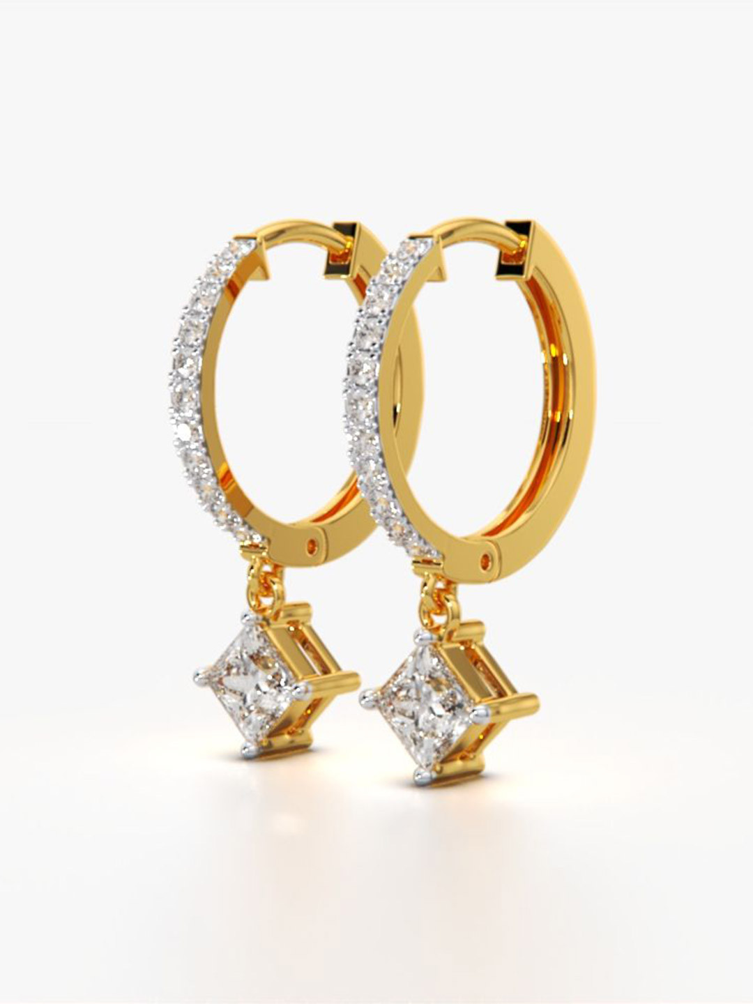 KYMEE 18K Gold-Plated Sterling Silver Cubic Zirconia Vermeil Twilight Sparkle Hoops