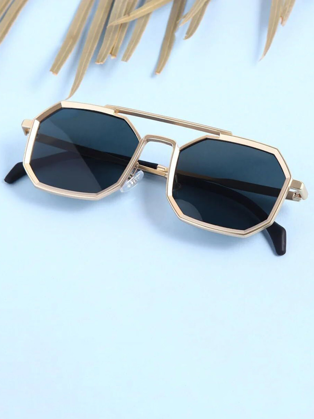 SPADEACES Unisex Black Full Rim Rectangle Sunglasses With UV Protected Lens